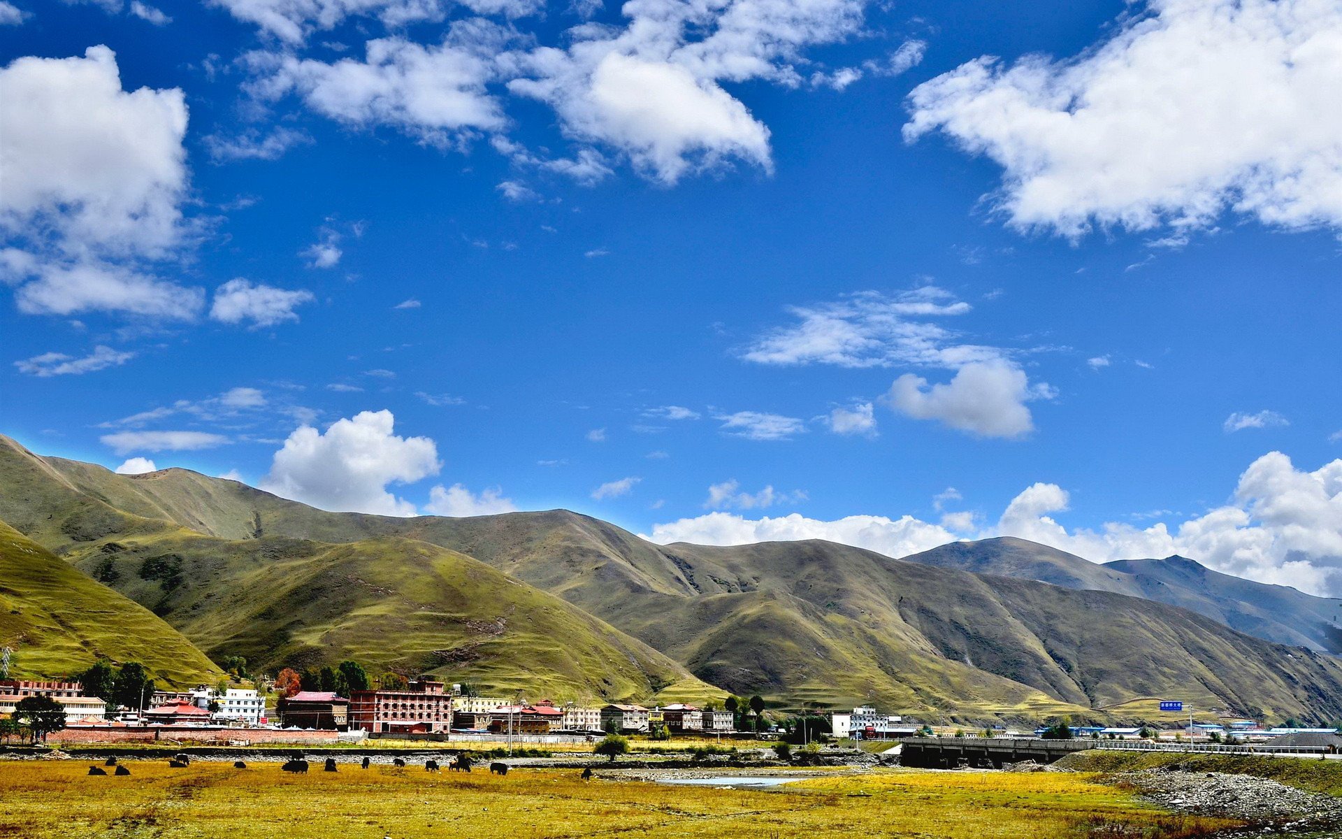 风景,蓝天白云,新都桥