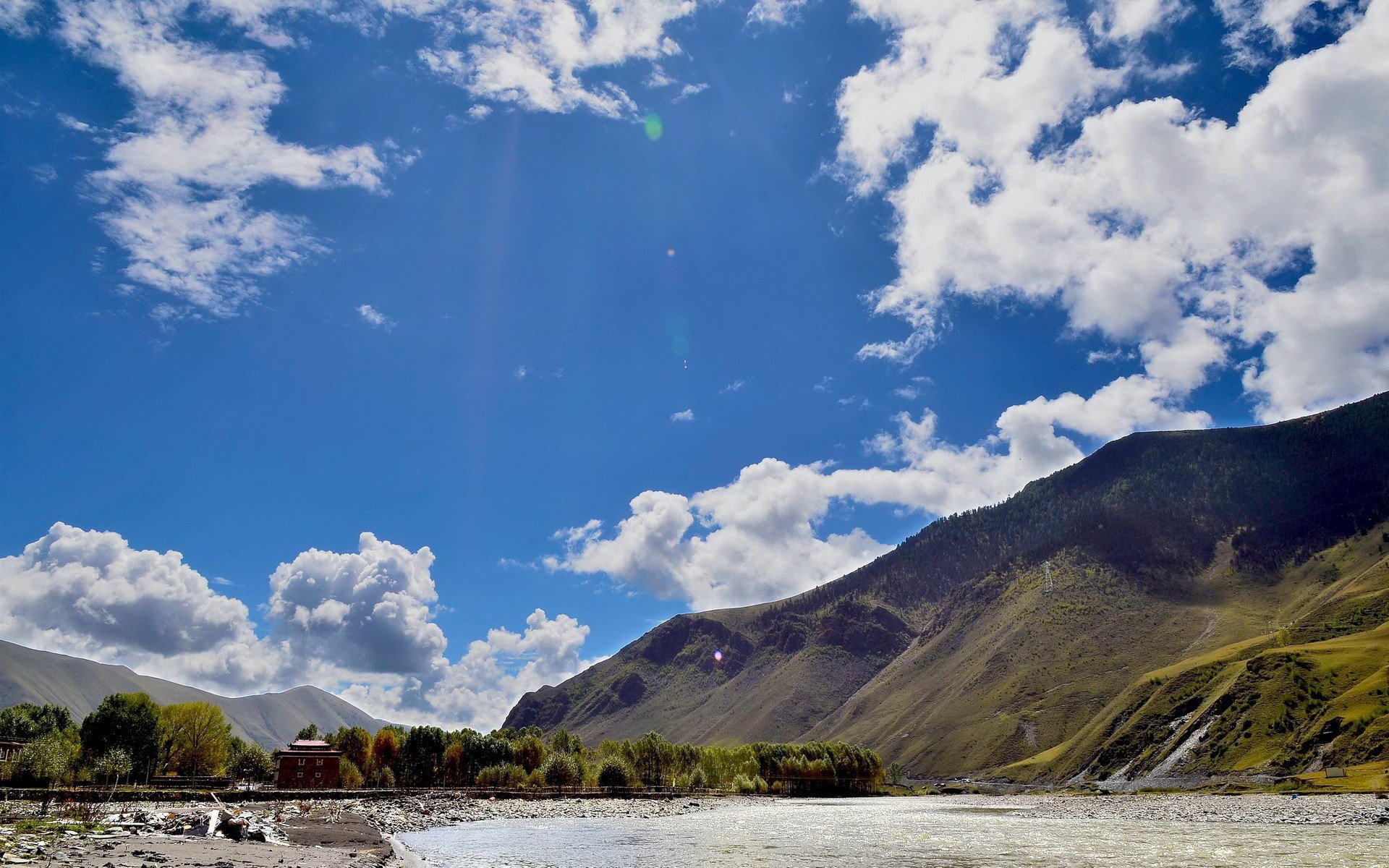 风景,蓝天白云,新都桥,四川