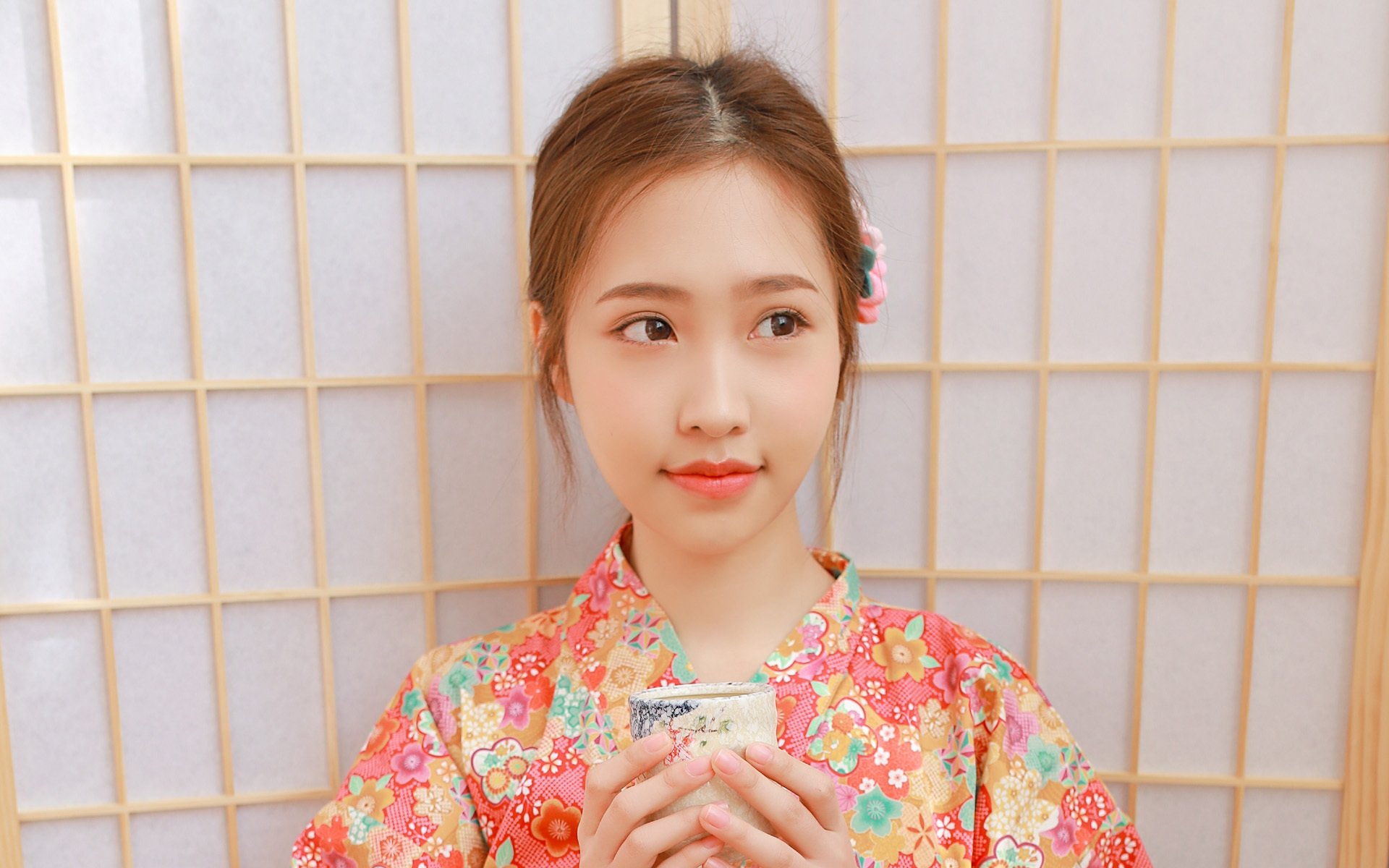 美女,文艺古风,和服