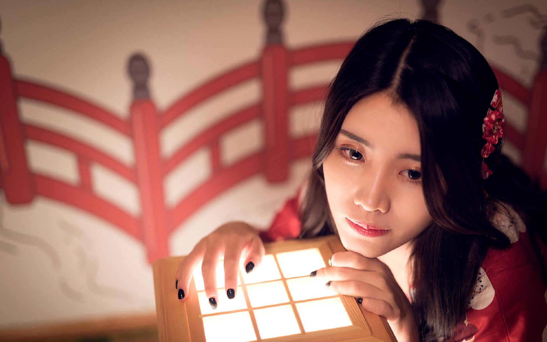 美女,文艺古风,和服