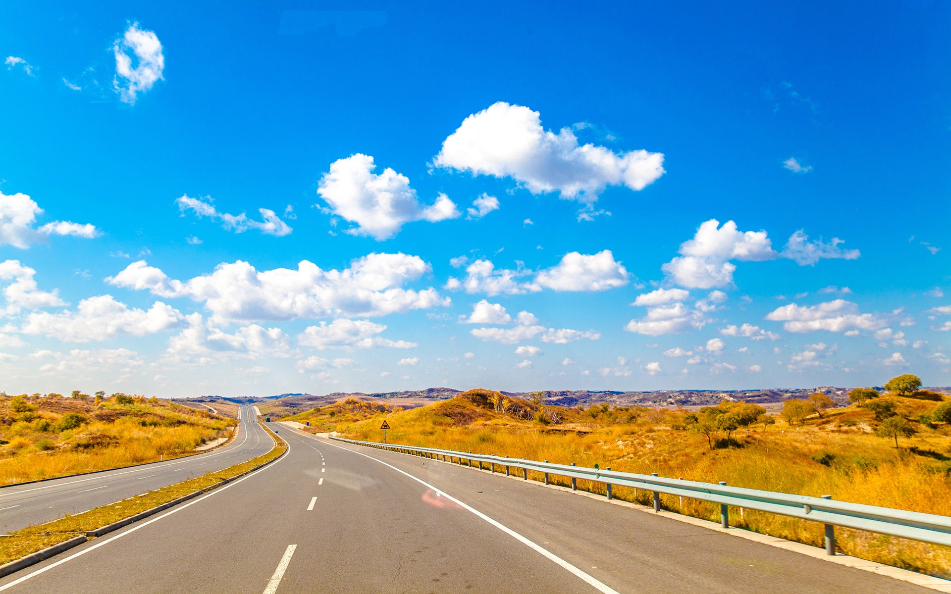 风景,蓝天白云,公路,道路