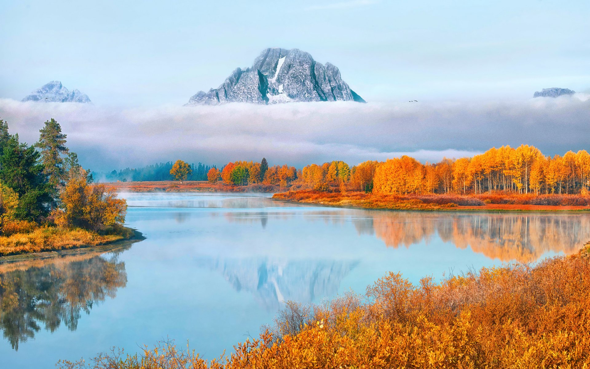 风景,自然风光,远山,森林,秋景,云雾