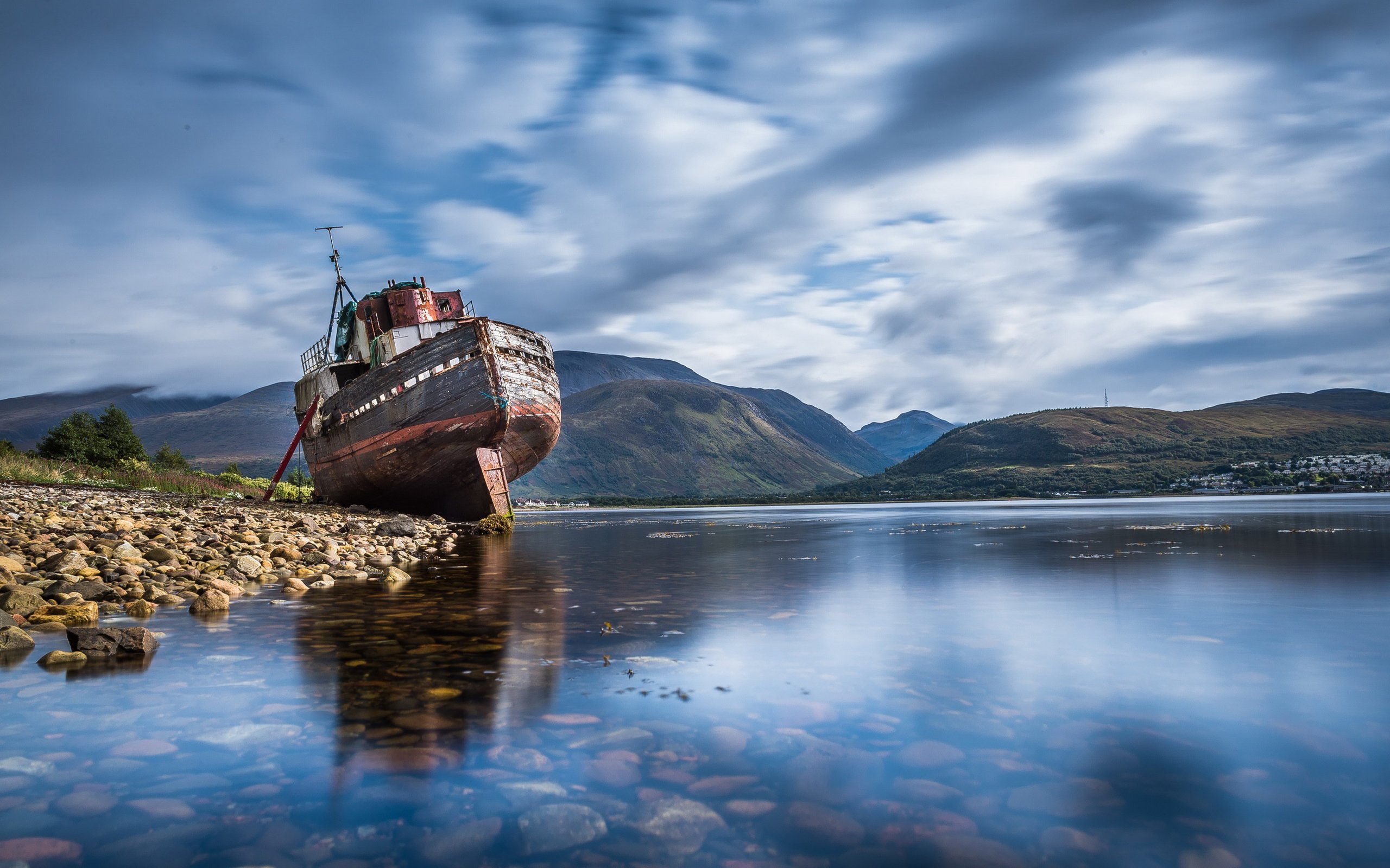 风景,自然风光,湖泊,搁浅,船只