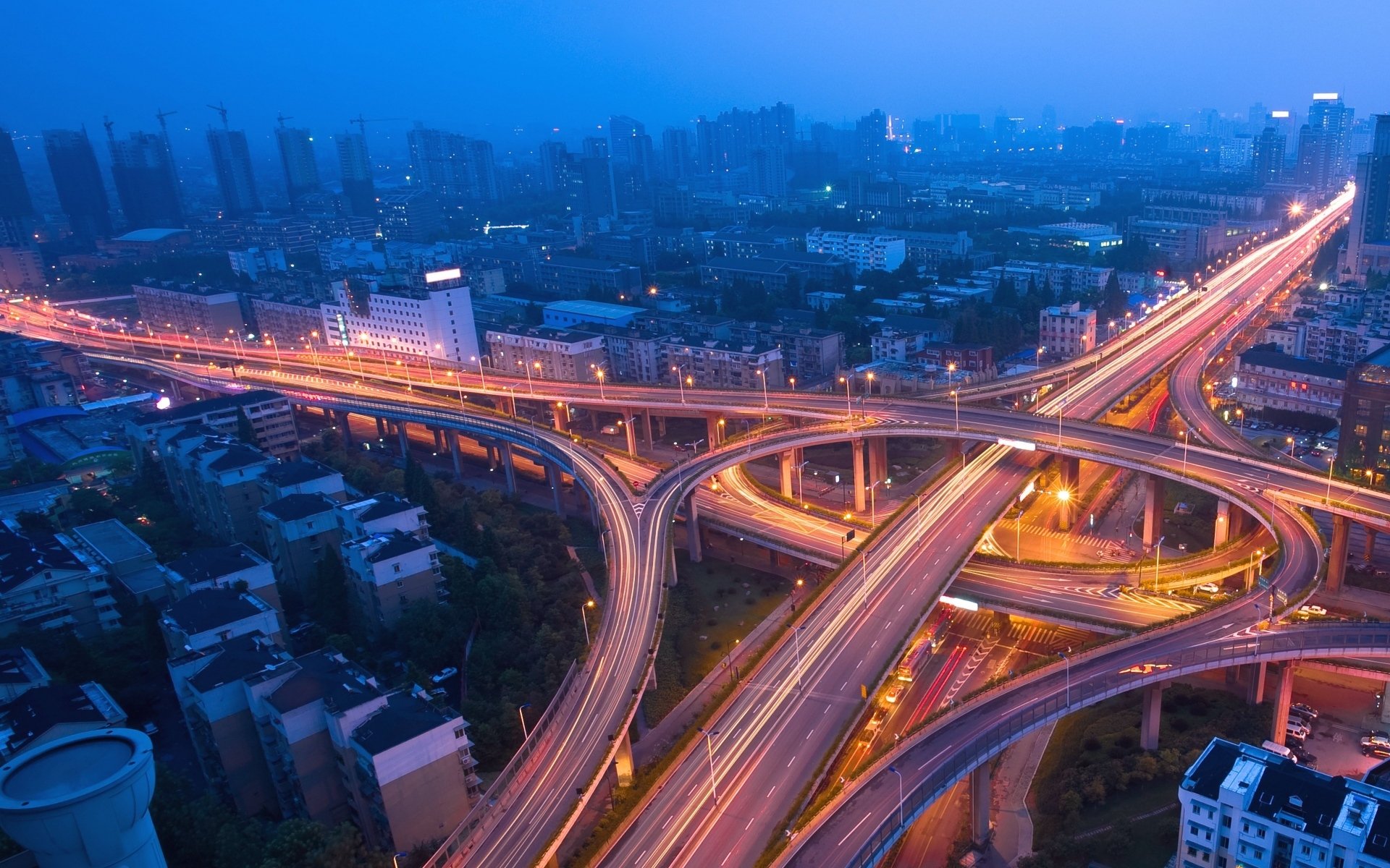 风景,城市夜景,建筑,立交桥