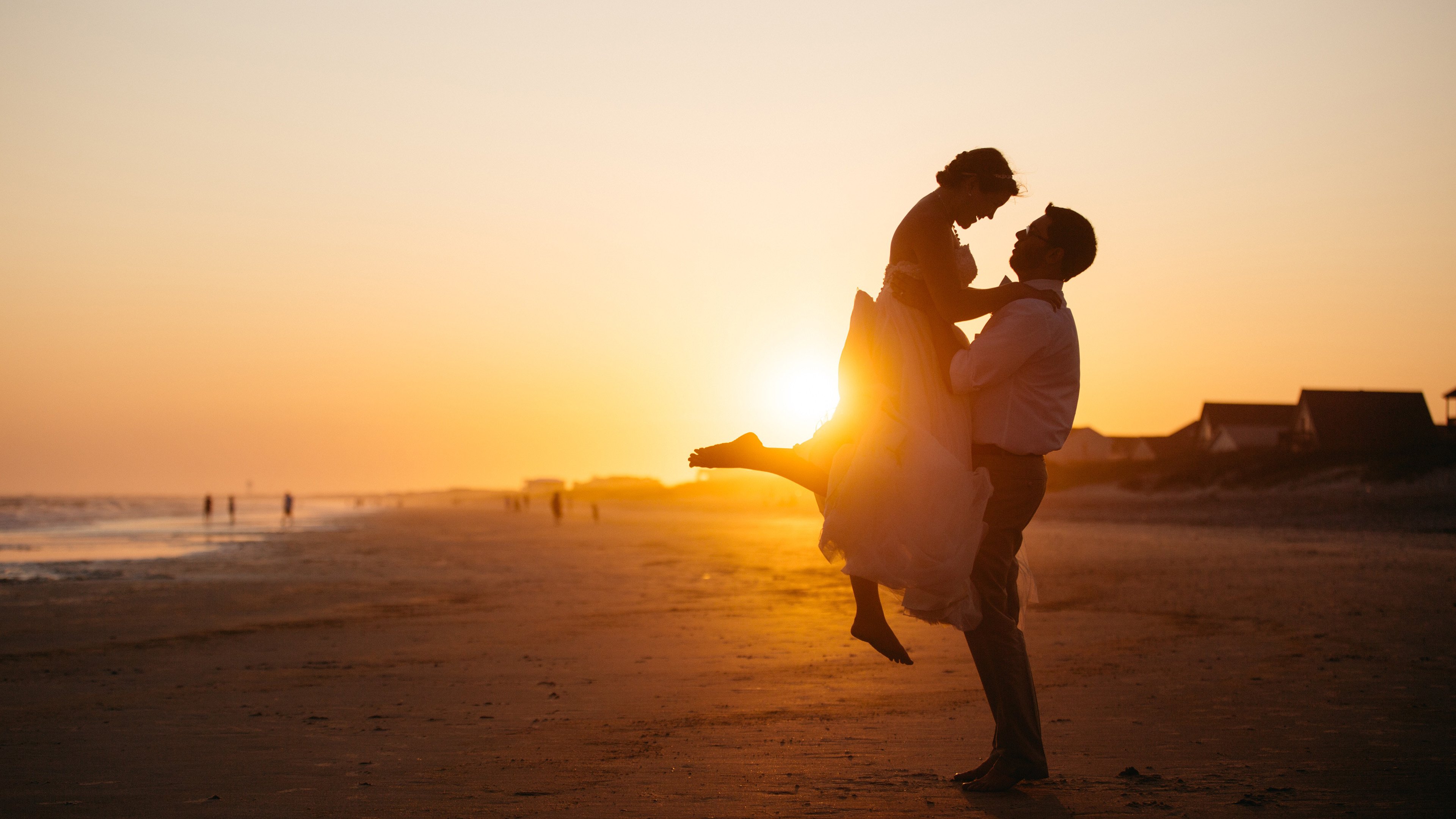 爱情,黄昏,海滩