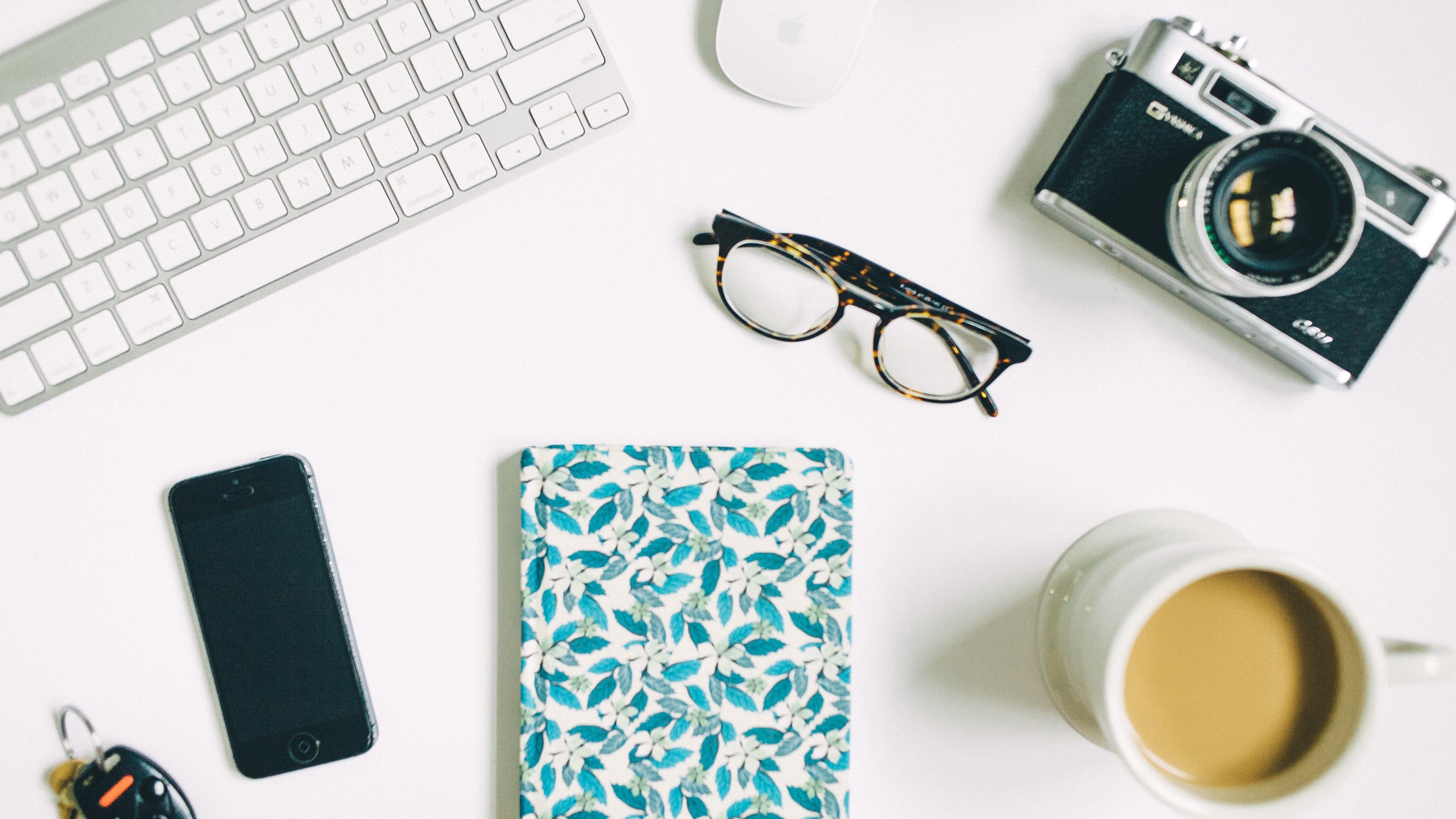 小清新,静物写真,4k,相机,眼镜,咖啡