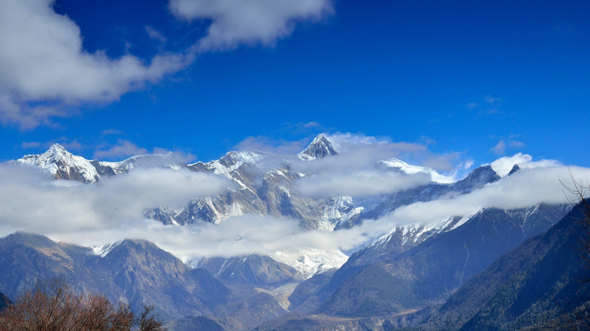 风景,蓝天白云,雪山,高山