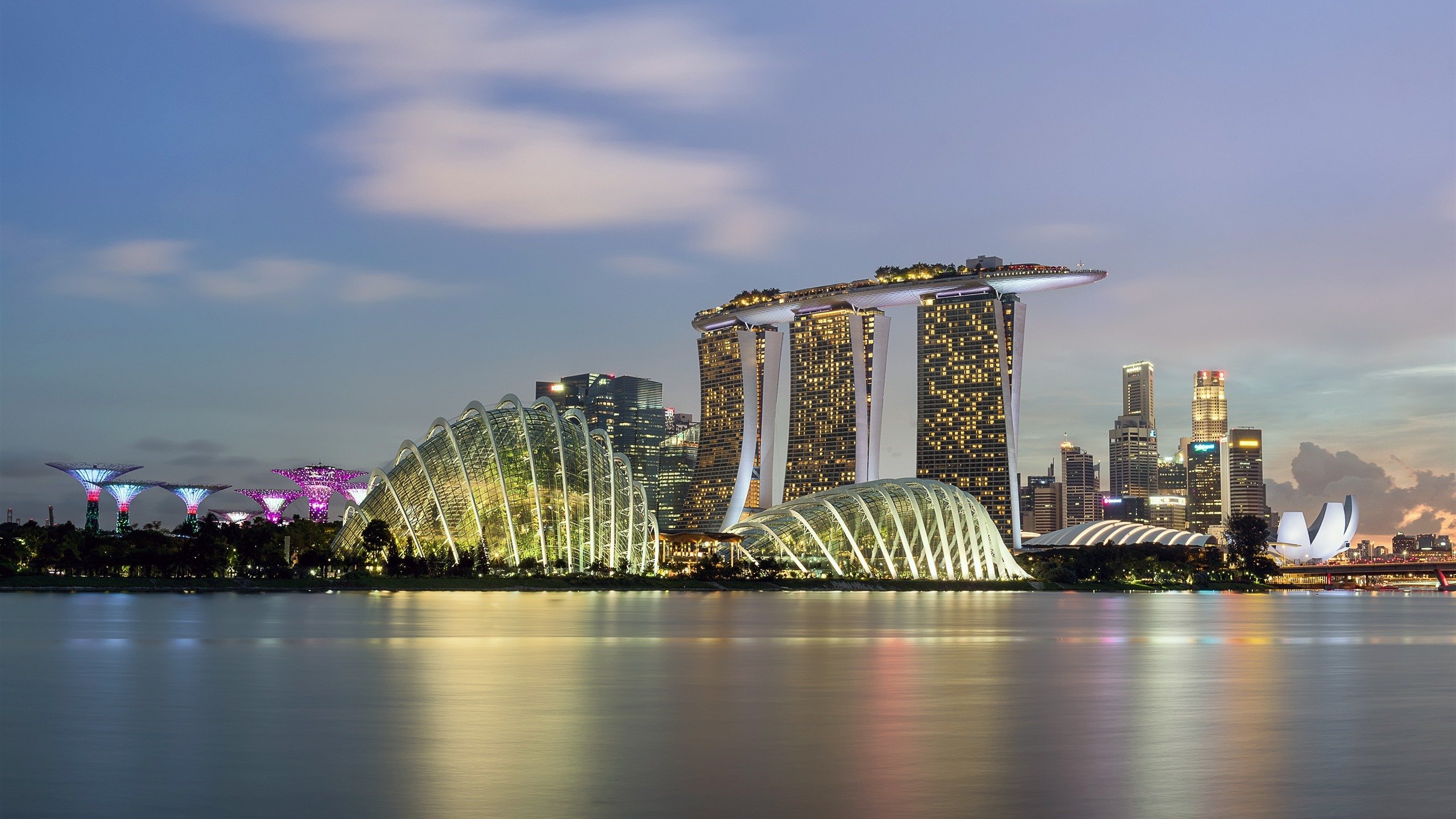 风景,城市夜景,新加坡,建筑,倒影