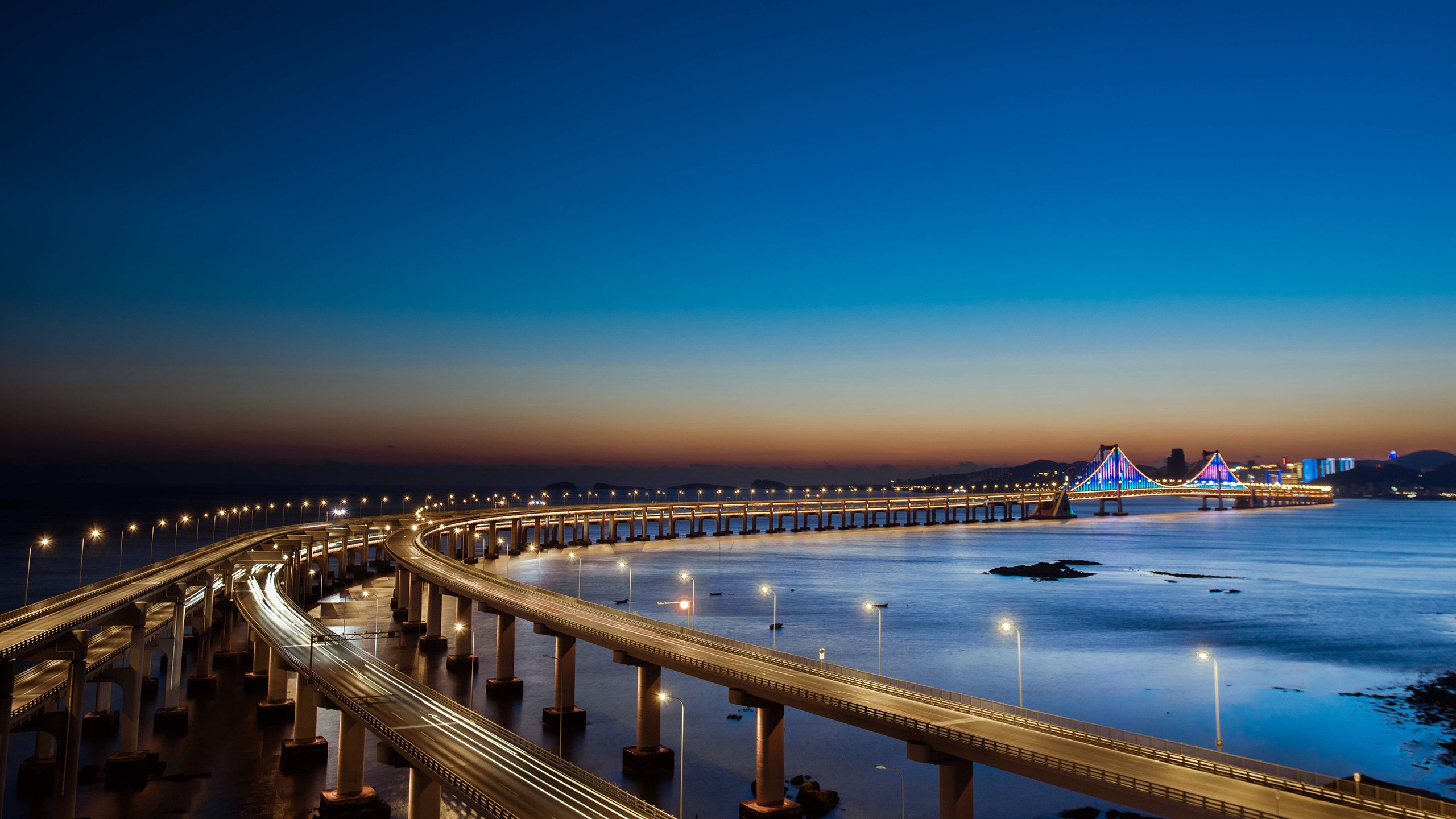 风景,城市夜景,跨海大桥,桥梁