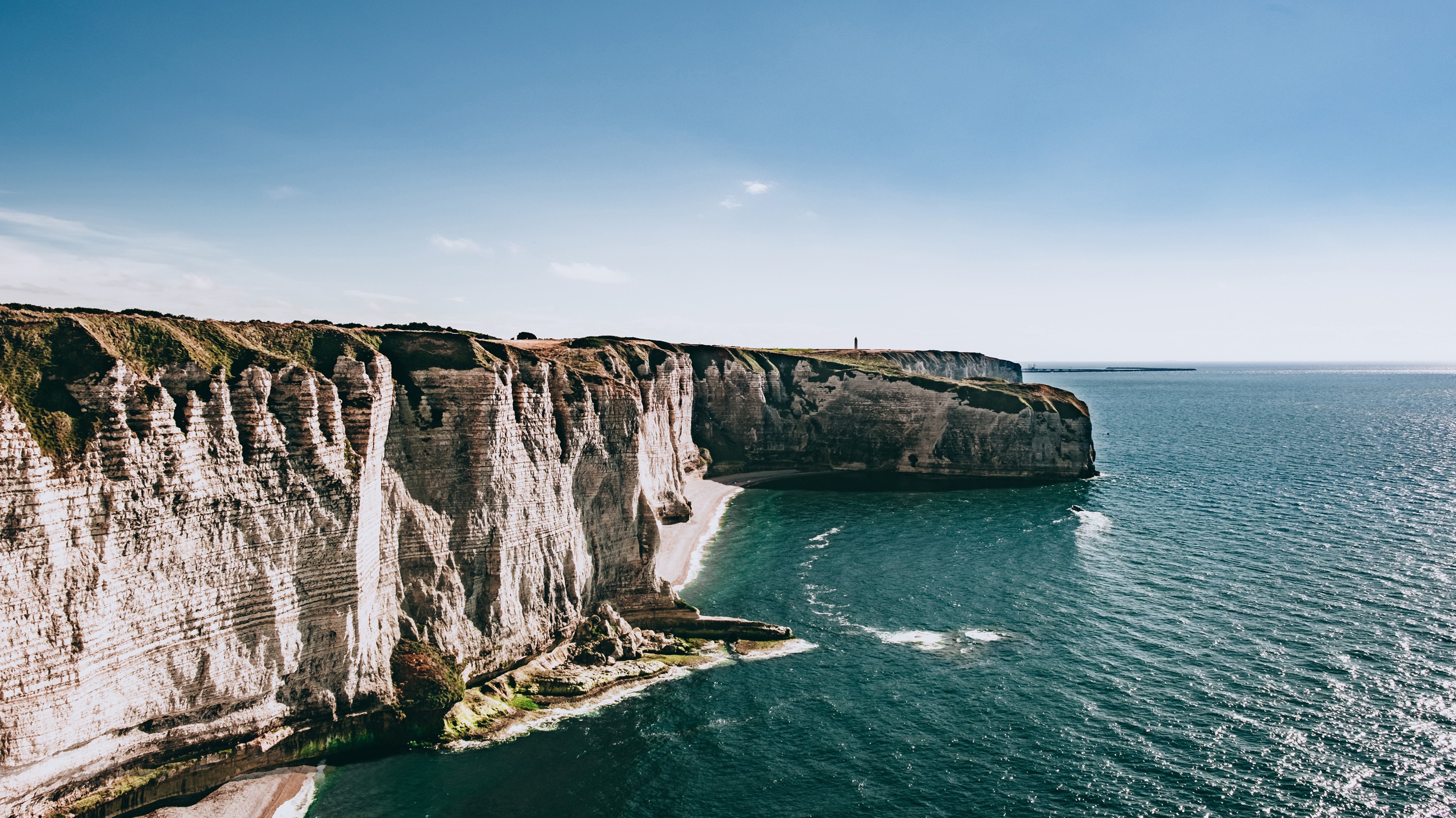 4K,风景,海岸线,悬崖,海浪