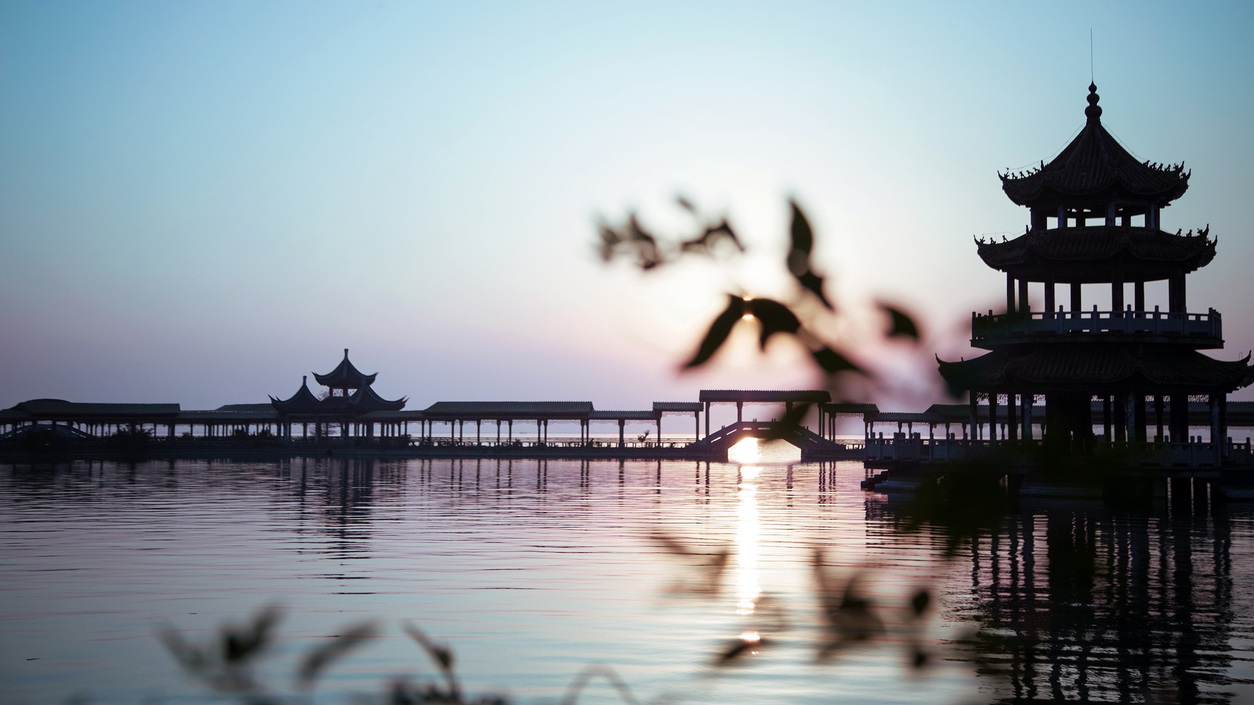 风景,落日余晖,太湖