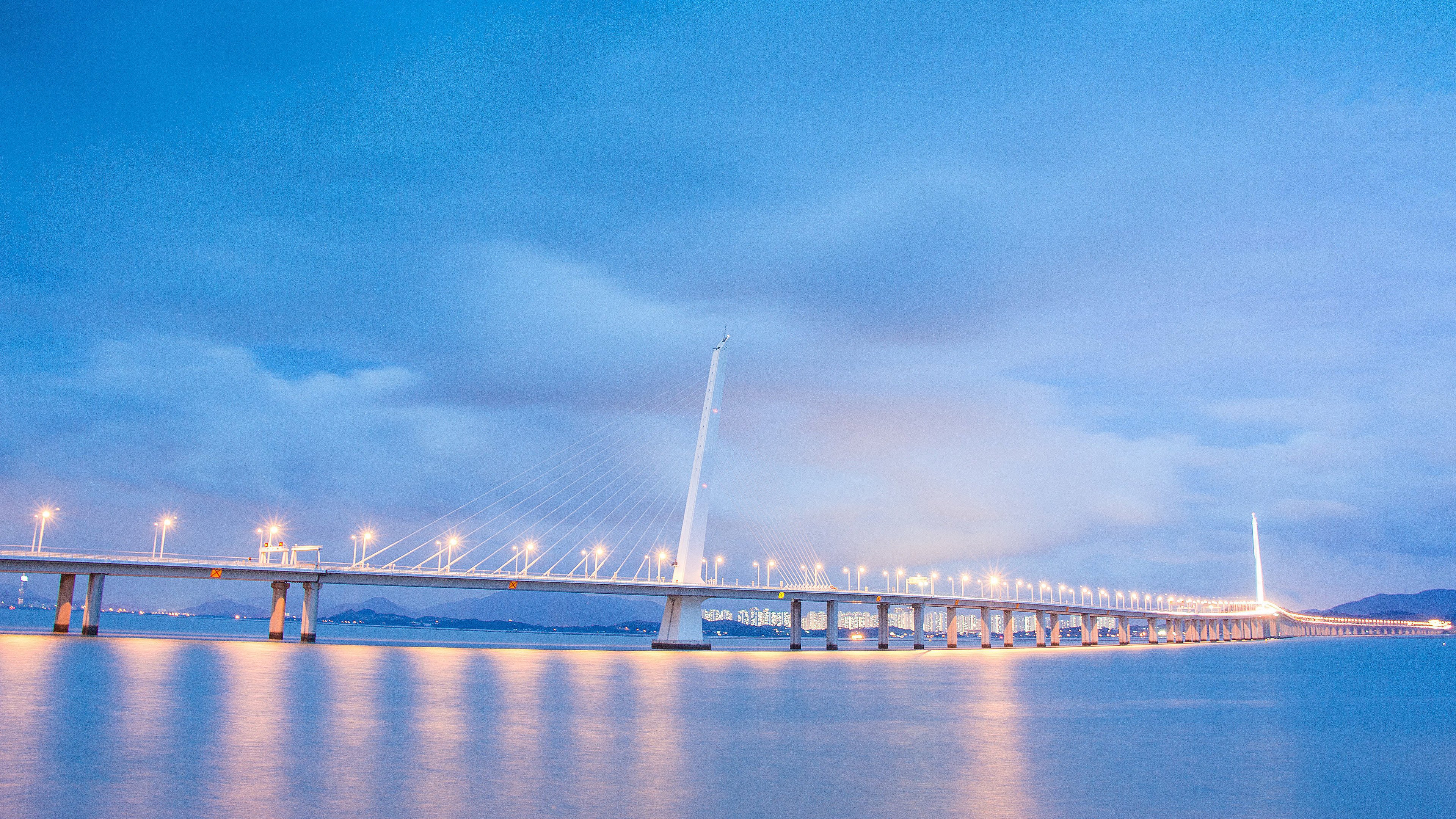 风景,4K,城市夜景,广东,深圳,深圳湾,跨海大桥