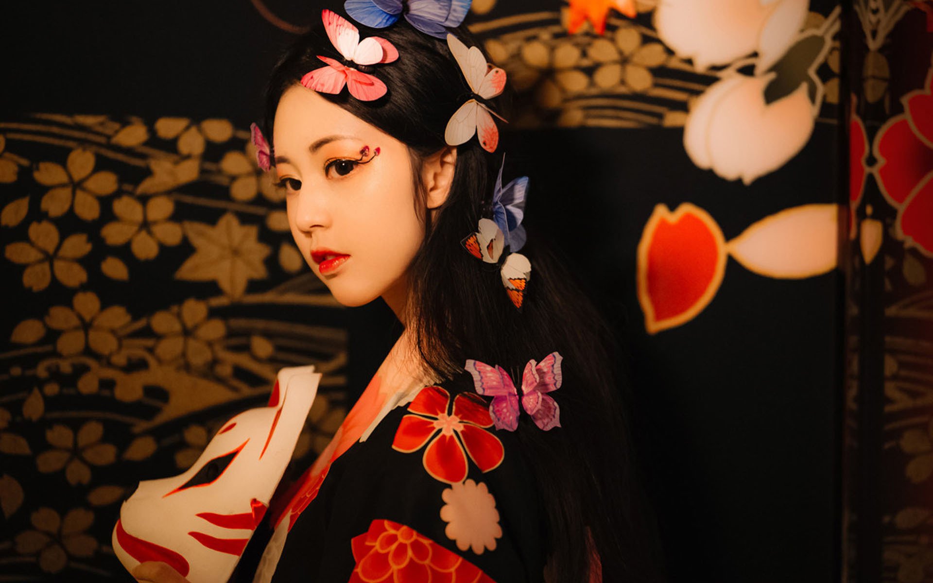 美女,文艺古风,和服