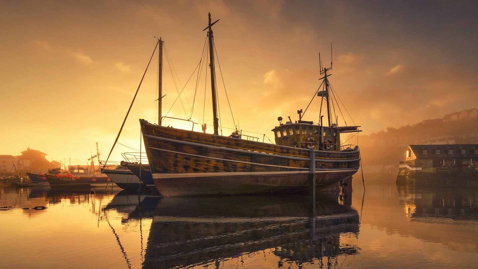 风景,自然风光,港口,黄昏,夕阳,船只