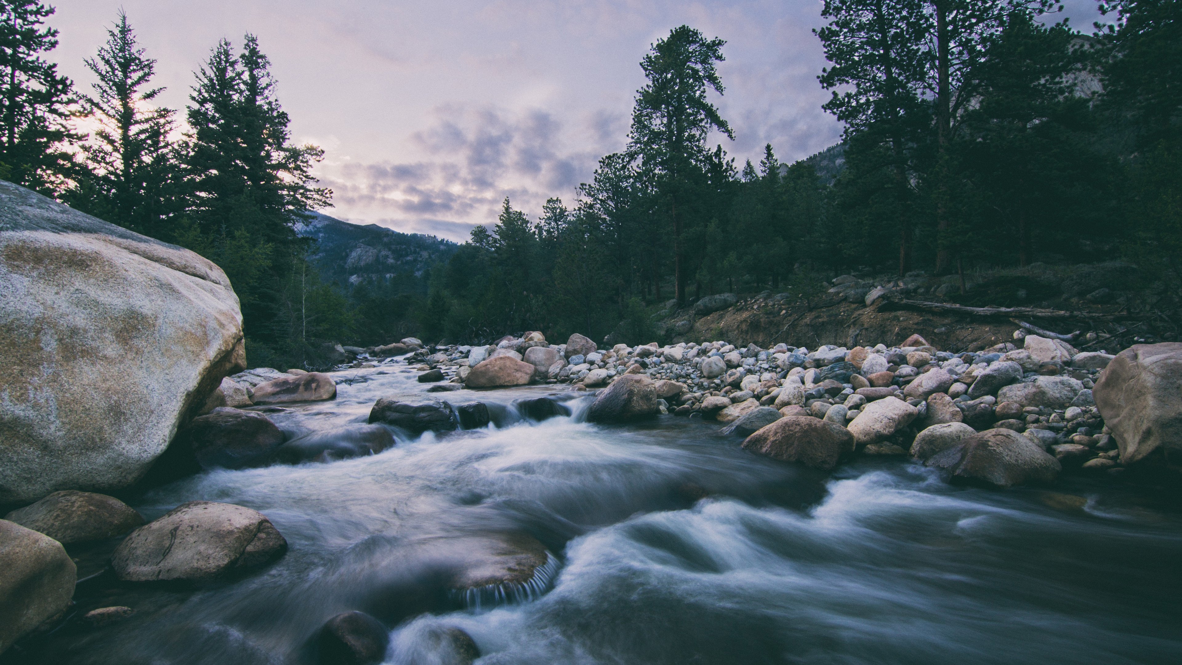 4K,风景,溪流,流水,石头