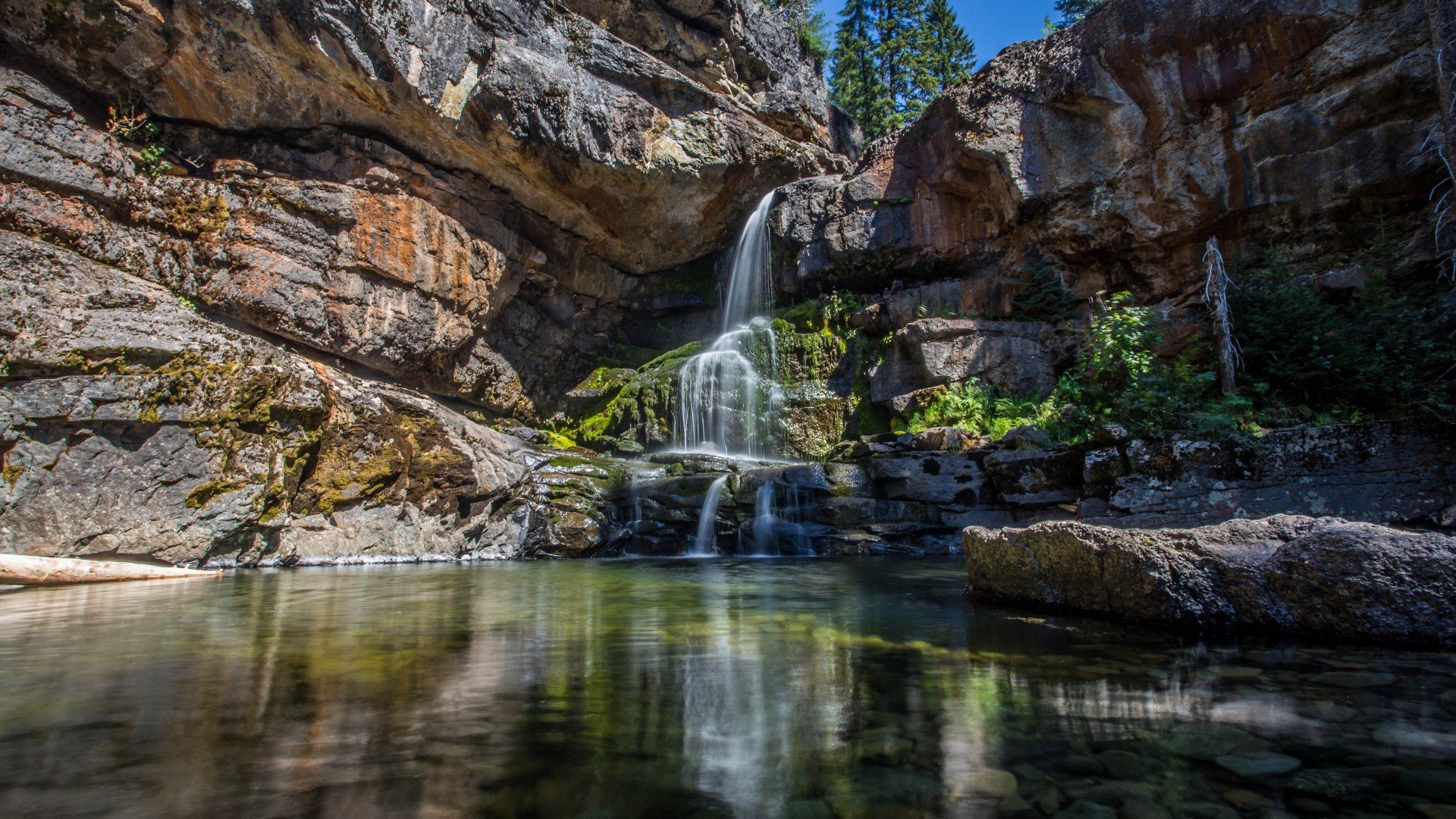风景,瀑布,自然风光