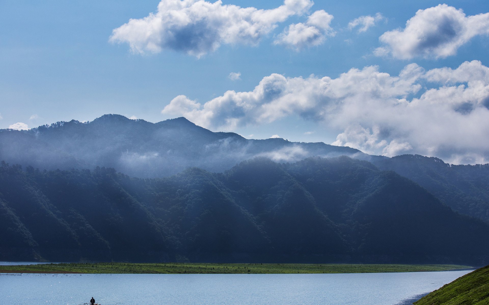 风景,湖泊,蓝天白云