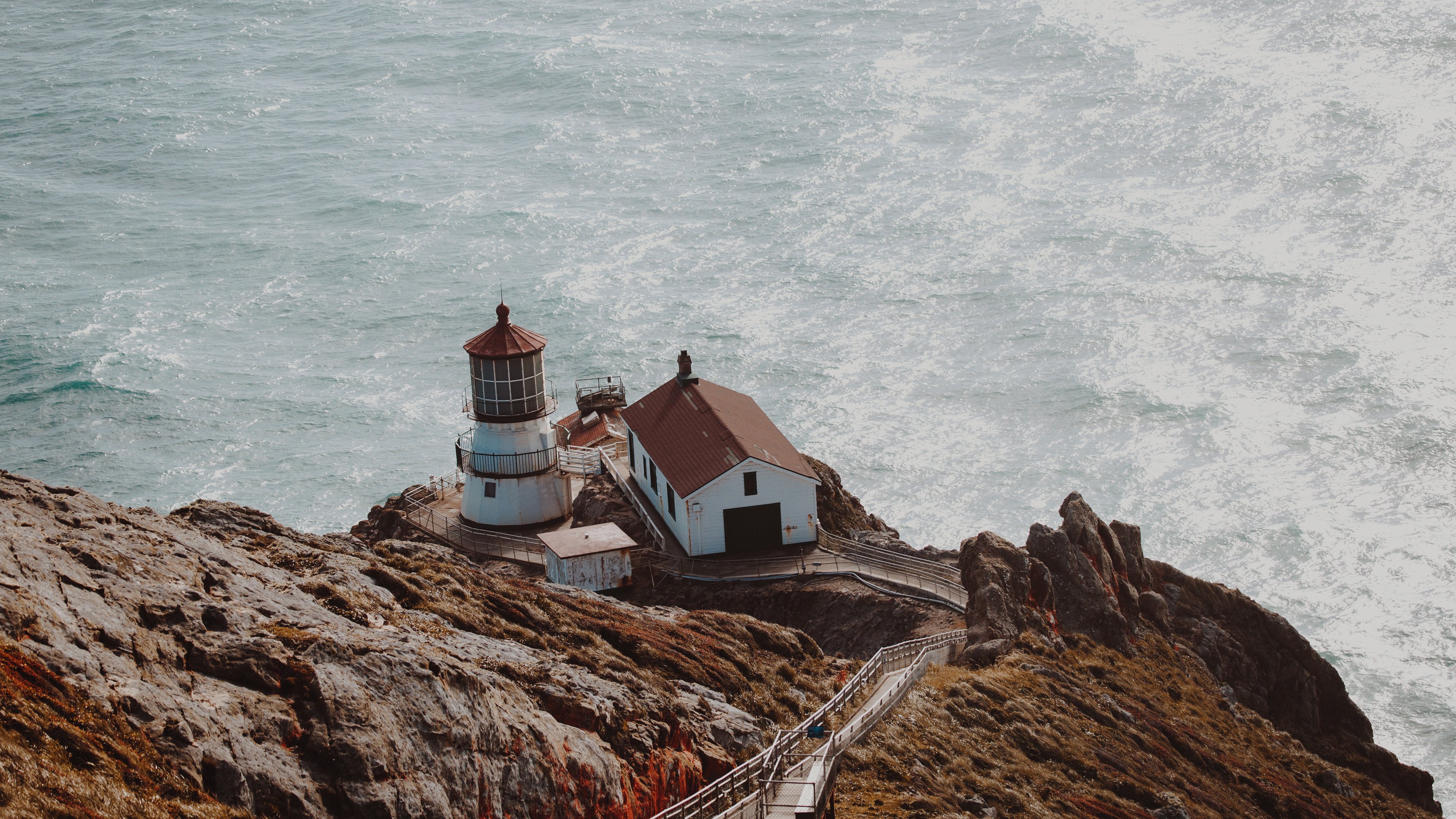 4K,风景,大海,海岸线,灯塔