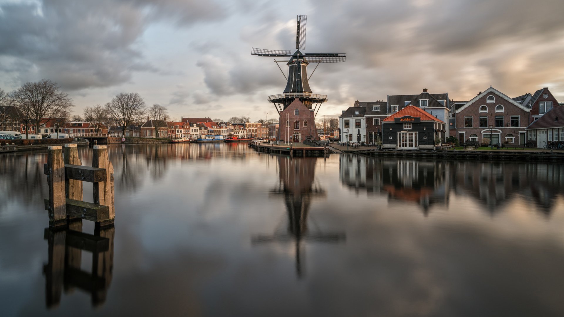 风景,自然风光,河流,荷兰,风车