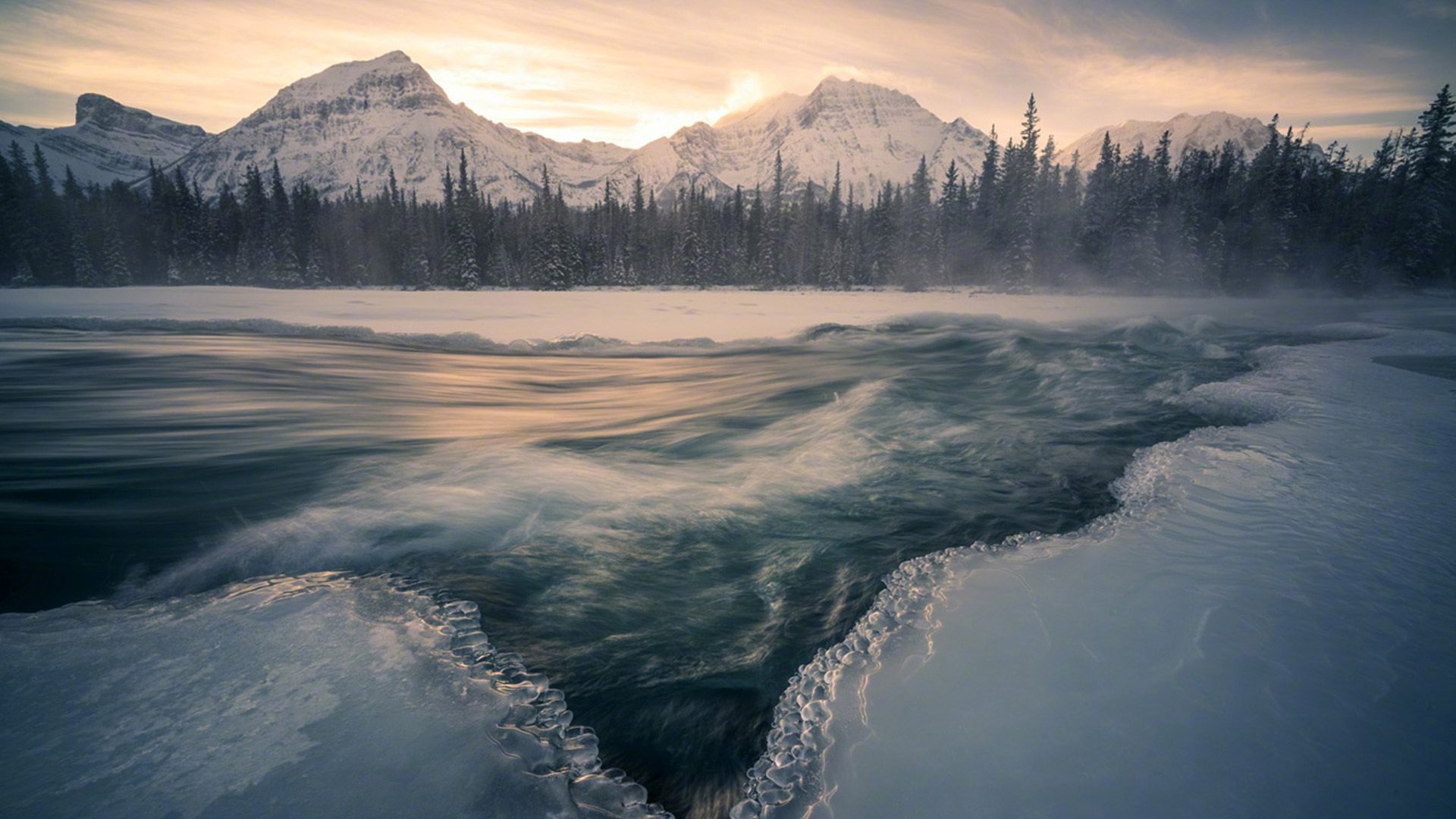 风景,河流,冰天雪地