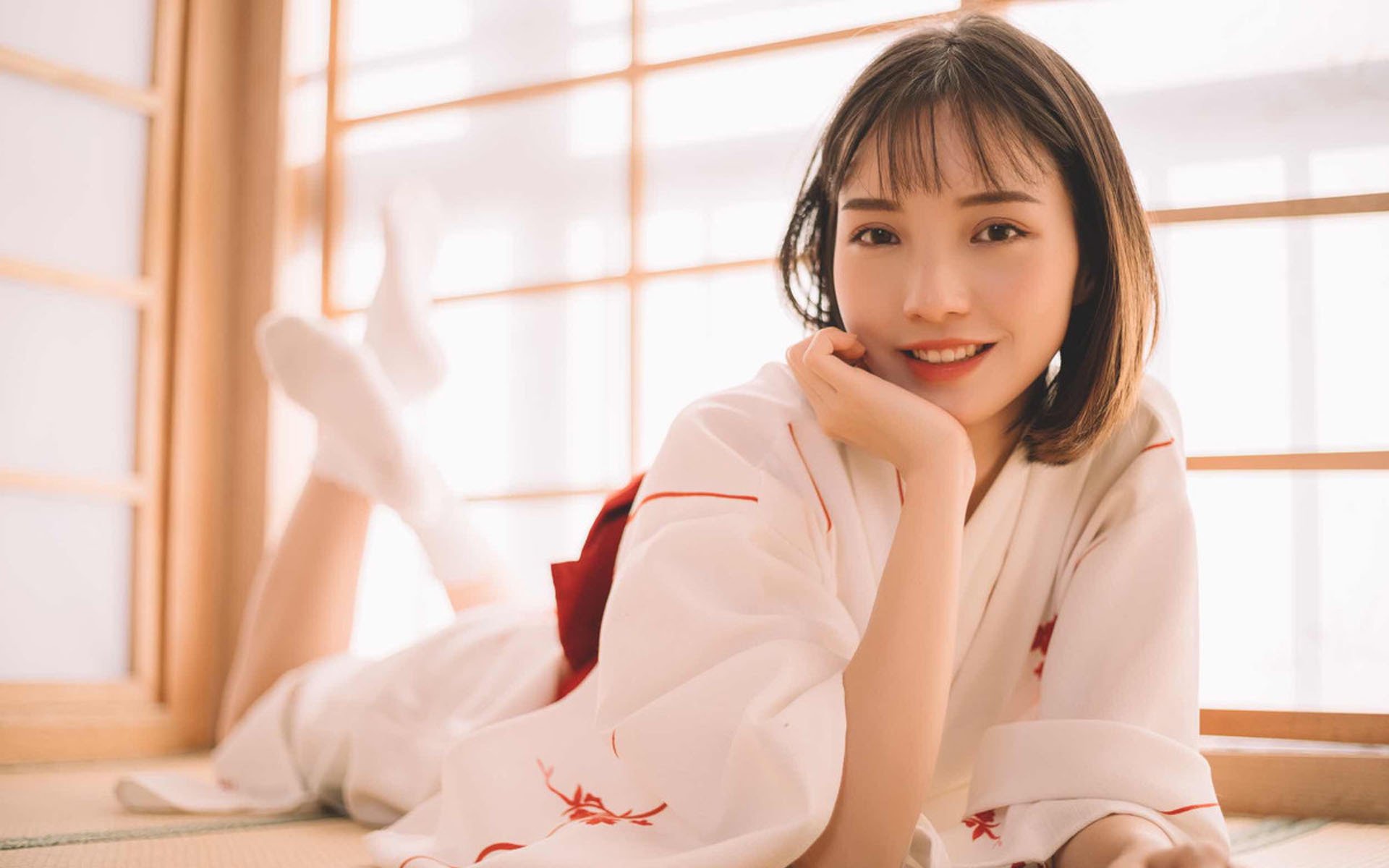 美女,文艺古风,和服