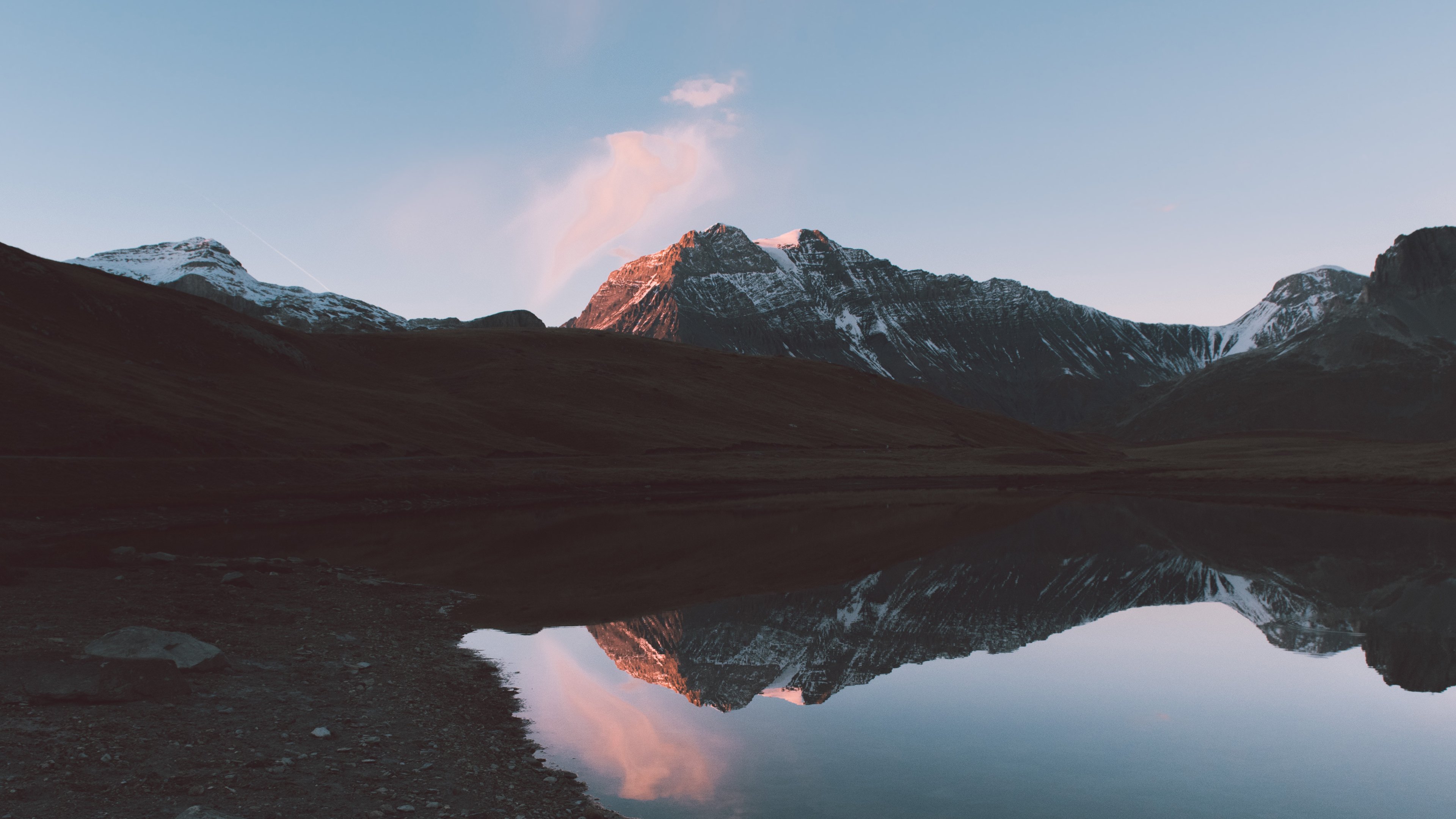 4K,山峰,山川,倒影