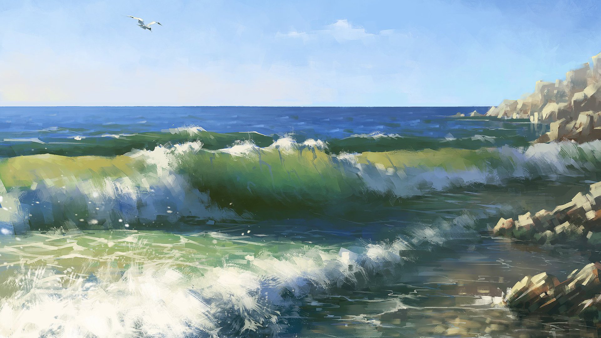 动漫,风景,大海