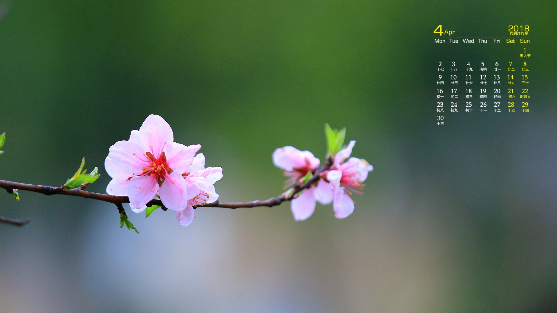 月历,2018年4月