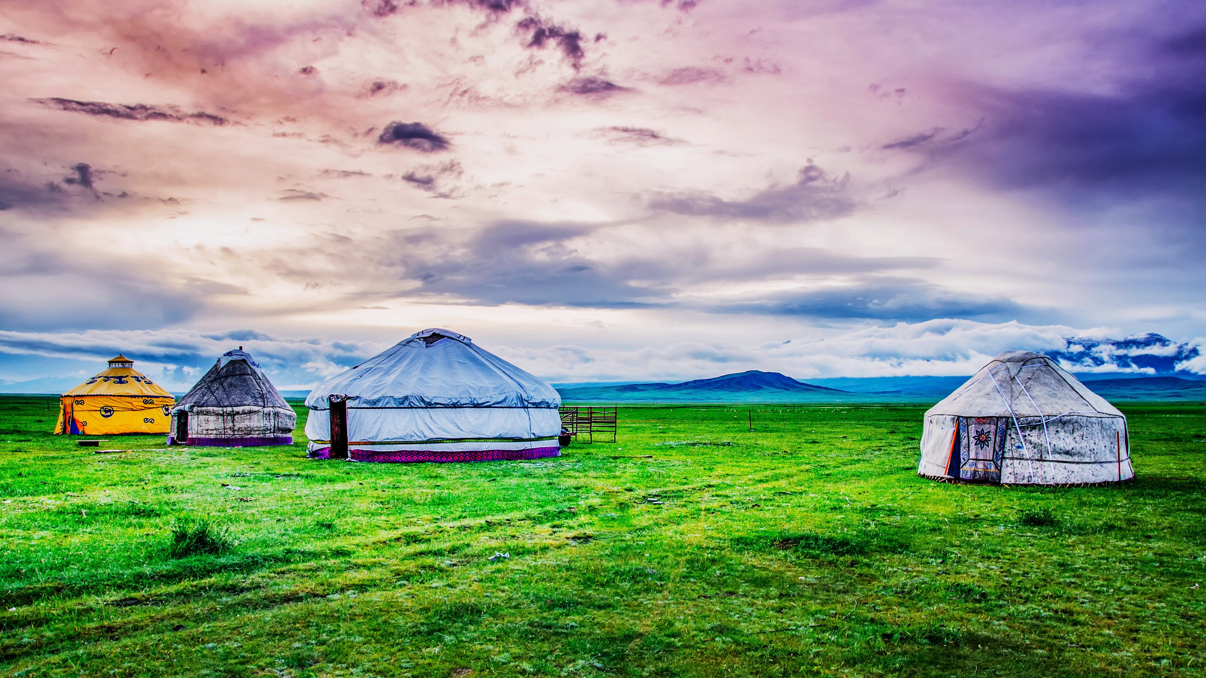 4K,风景,蒙古包