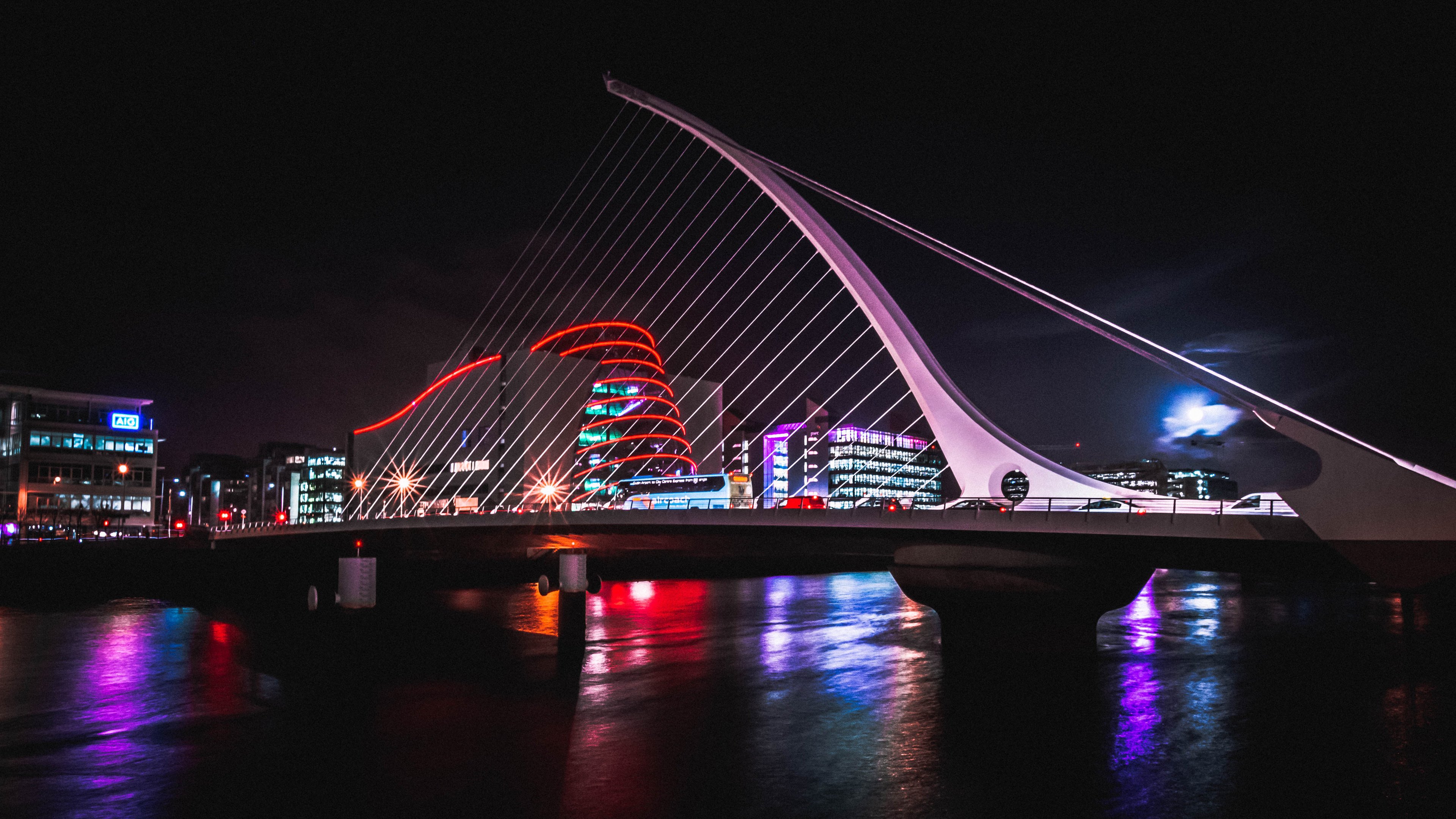 4K,风景,城市夜景,桥梁