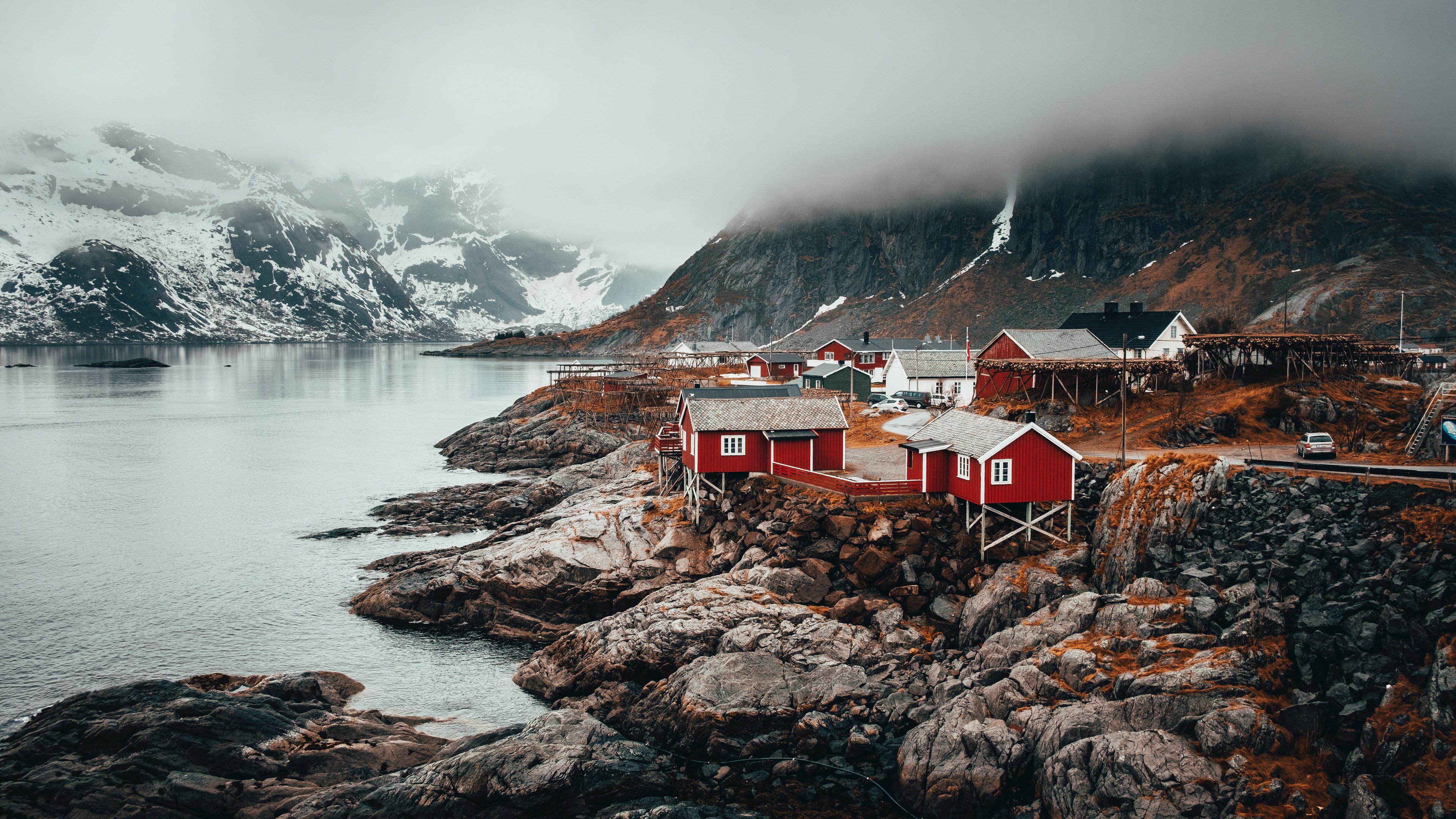 风景,4K,自然风光,挪威,湾峡,云雾缭绕