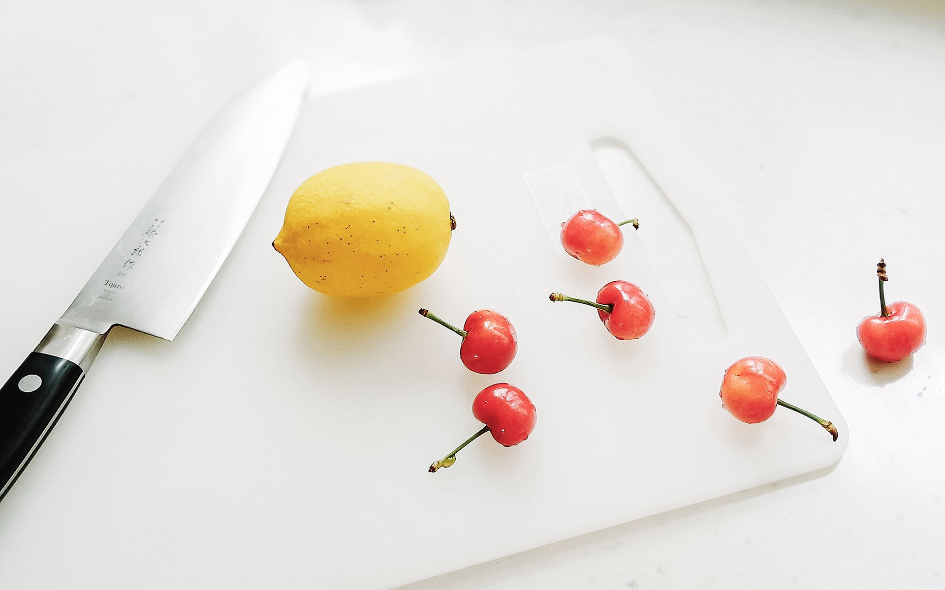 静物写真,樱桃,柠檬,小清新水果