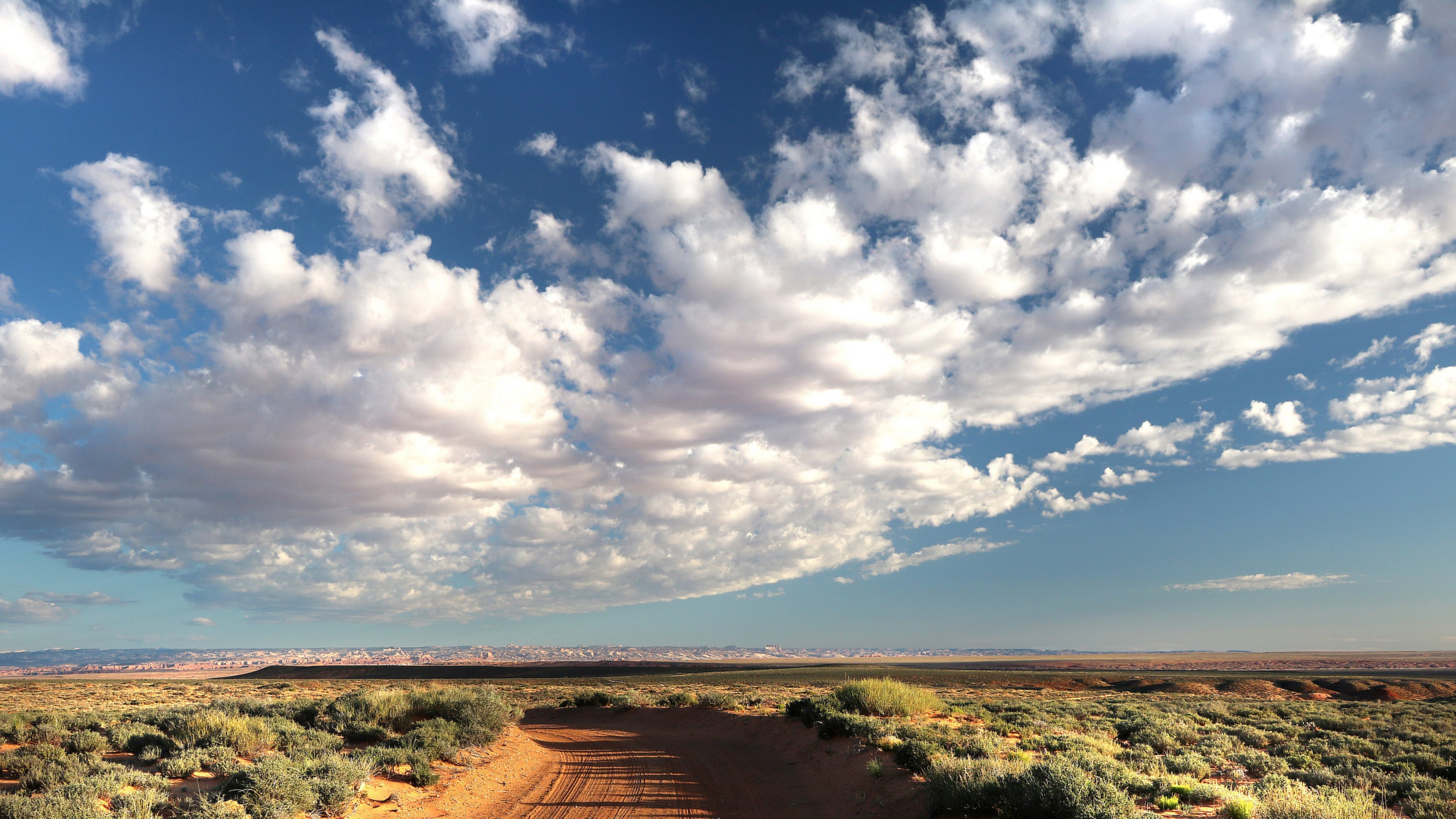 蓝天,白云,公路的尽头