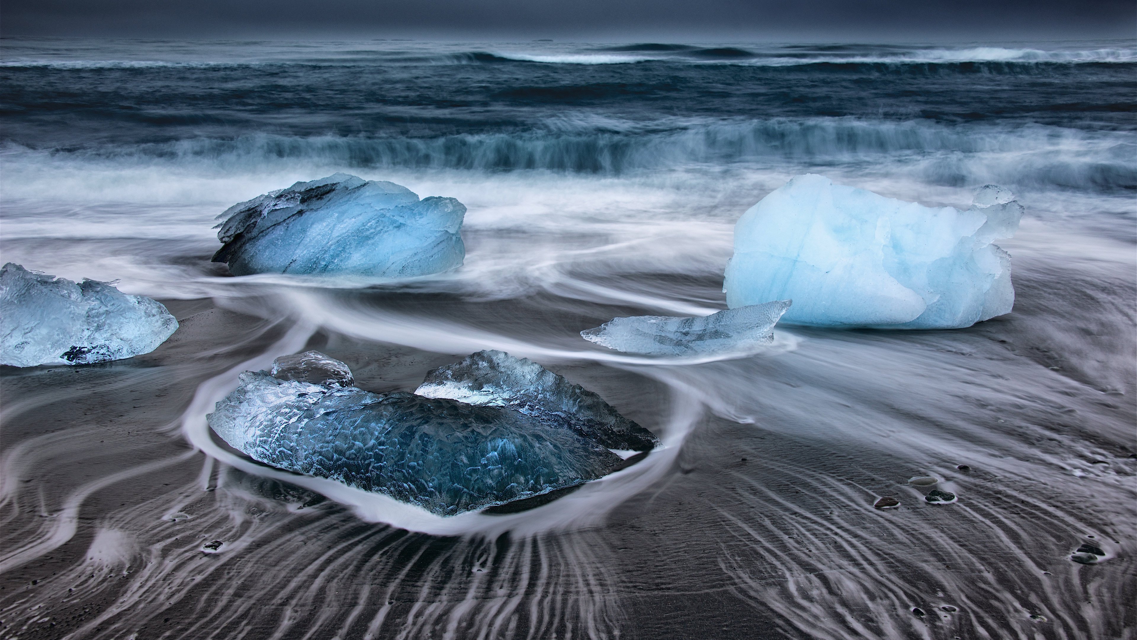 奇幻,冰山,冰块,水面