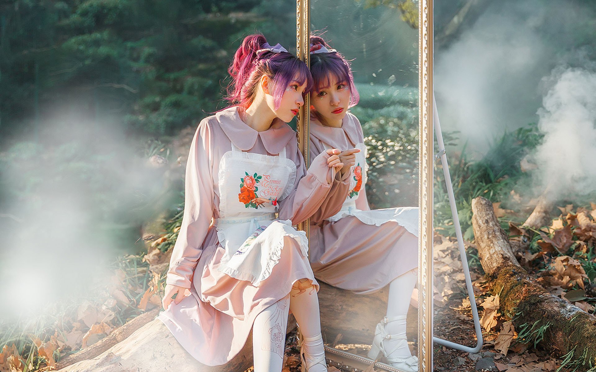 唯美cos,森系美少女,紫色