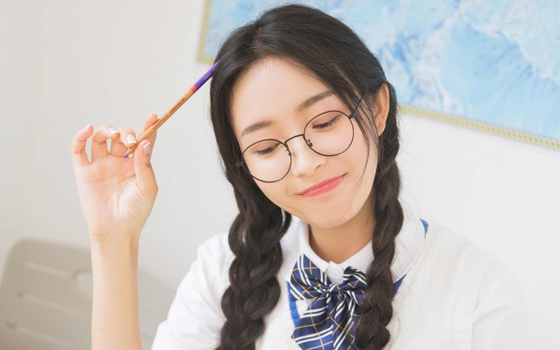 清新美女,文静,校服