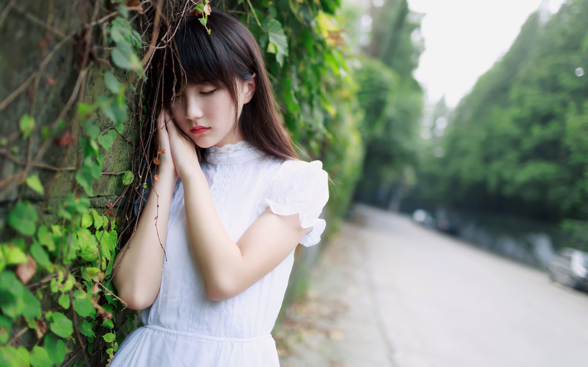 清纯,白色连衣裙美女