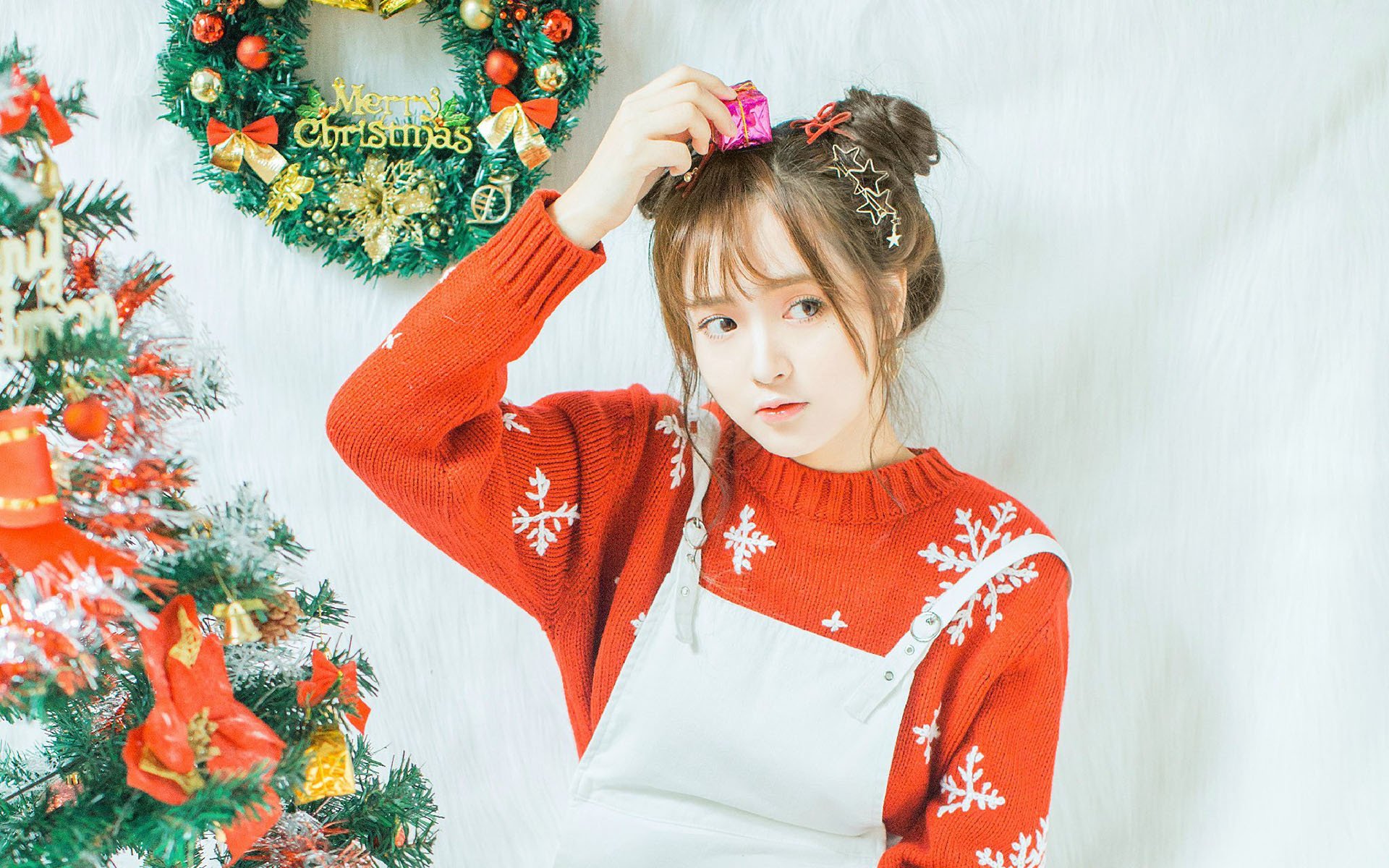 清纯,圣诞美女,俏皮