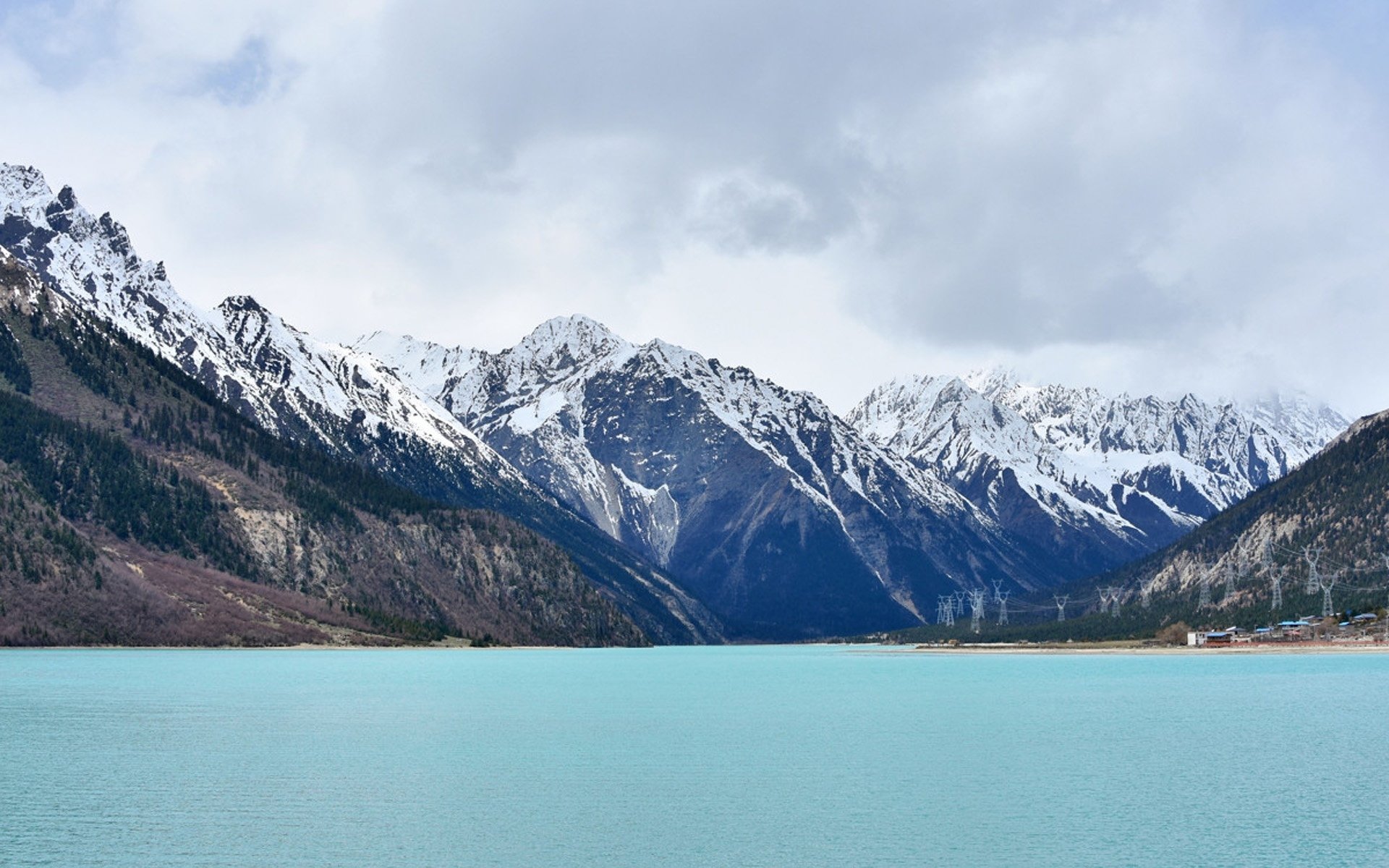 蓝天白云,碧水蓝天,山水风光