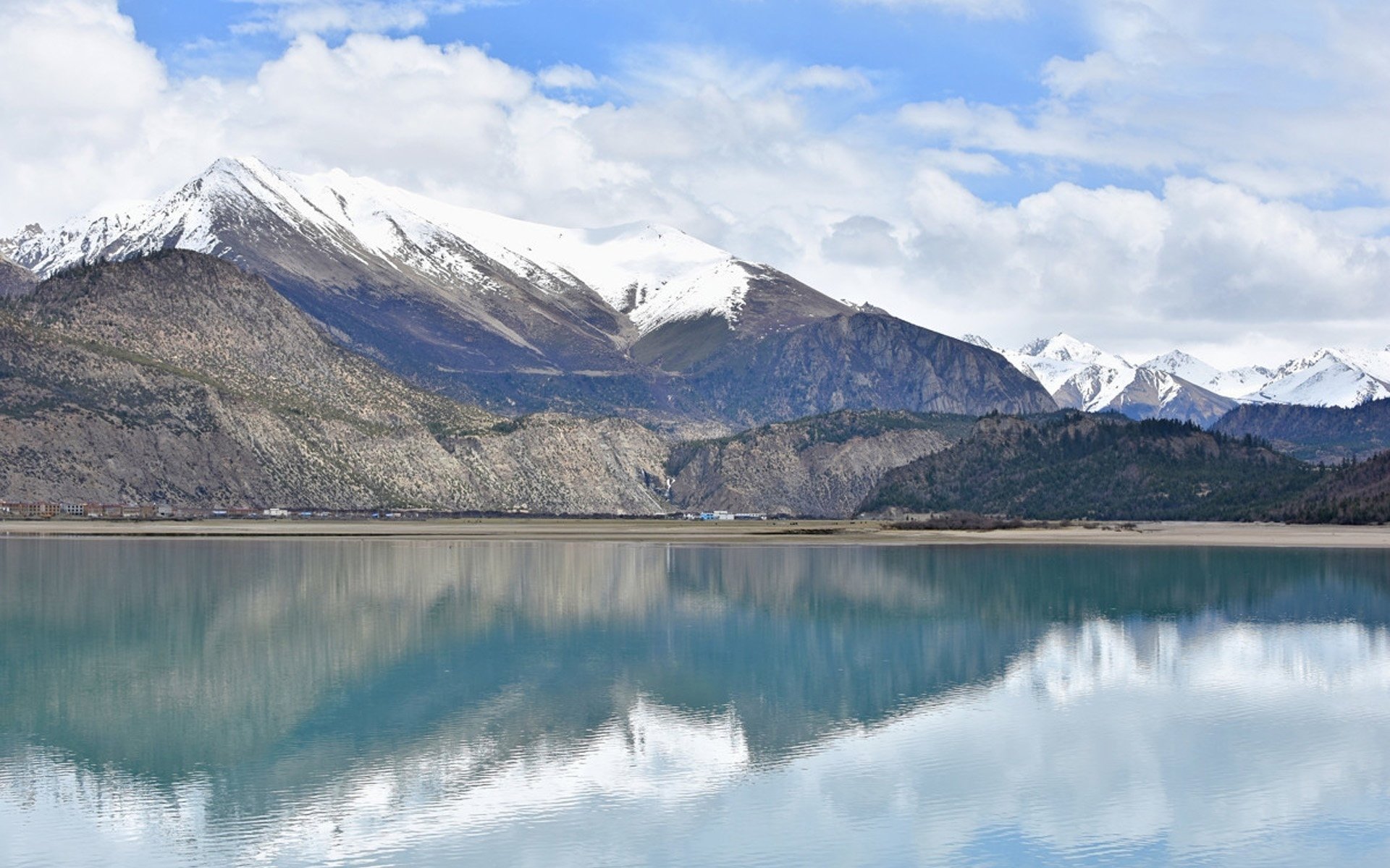 蓝天白云,碧水蓝天,山水风光