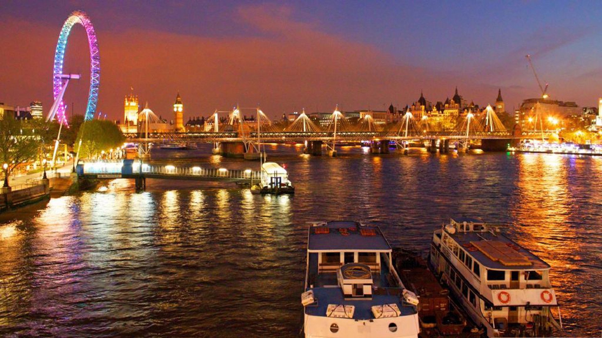 城市夜景,伦敦摩天轮,建筑