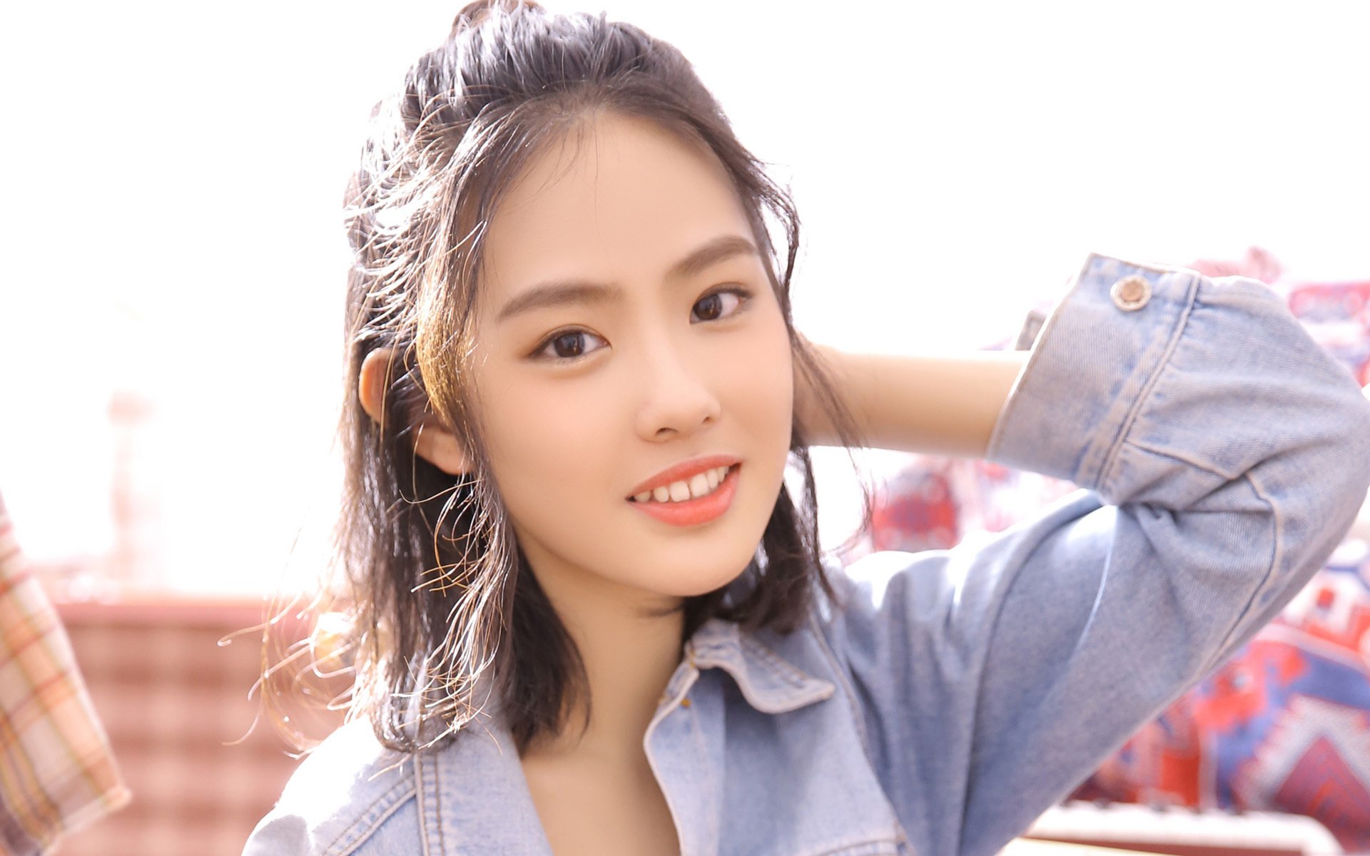 清纯,牛仔衬衣美女性感