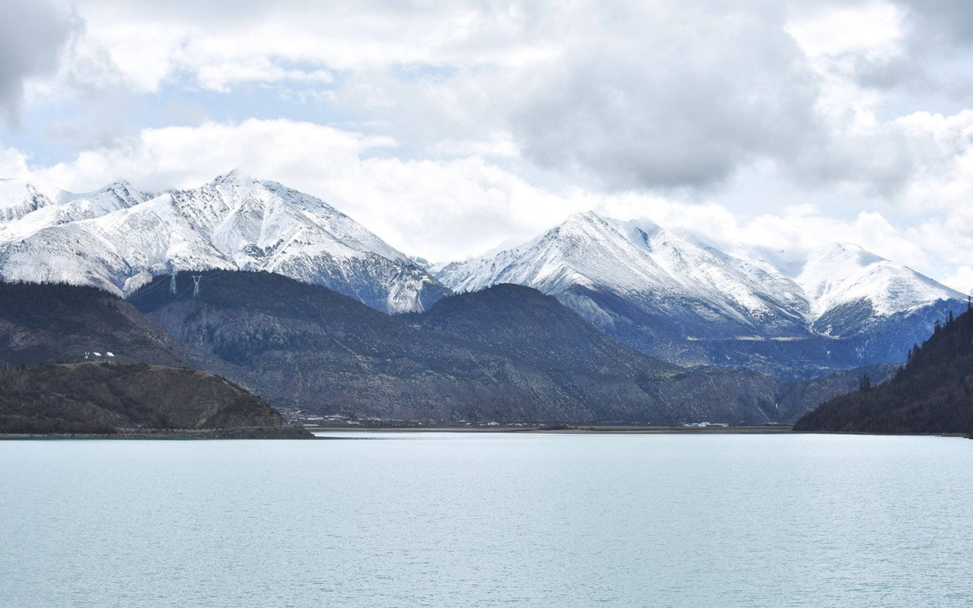蓝天白云,碧水蓝天,山水风光