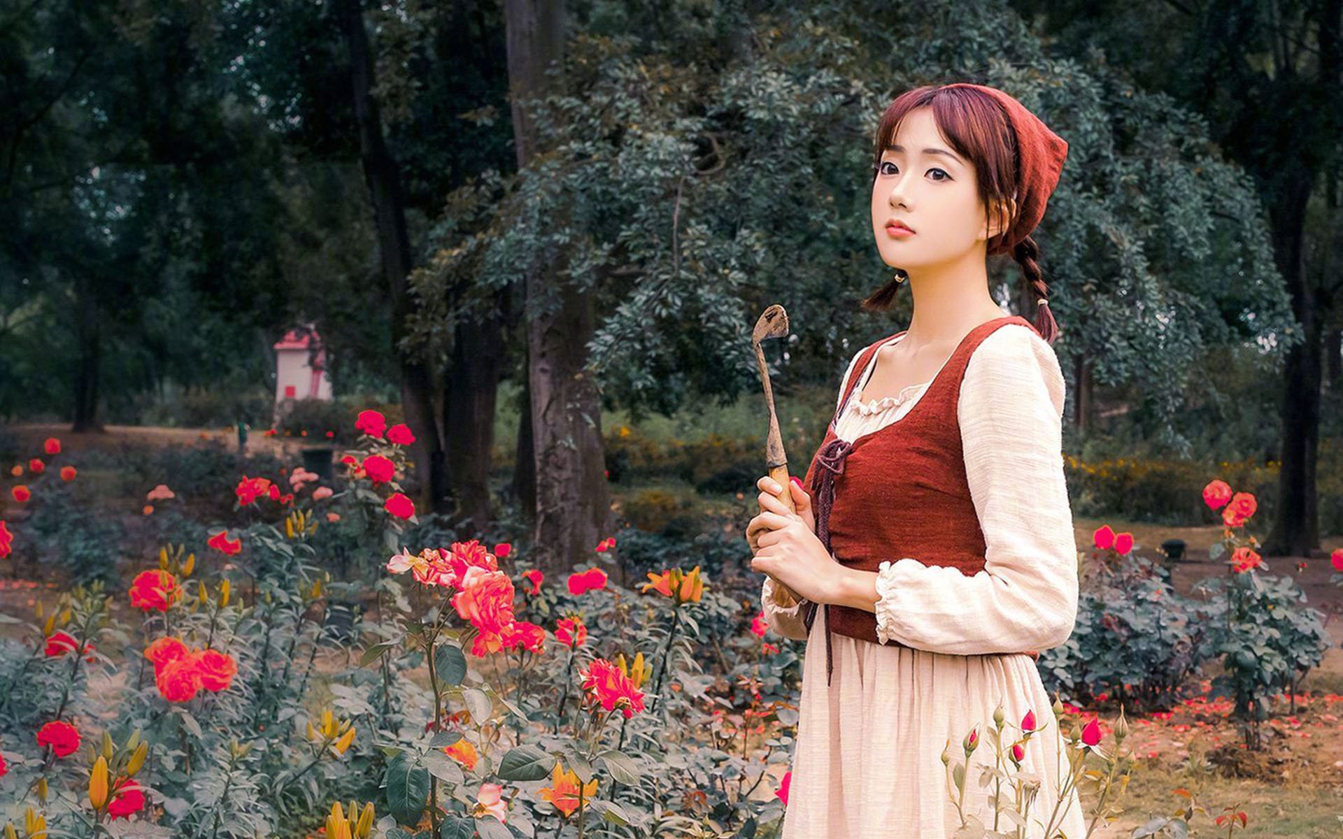 清纯,甜美少女,唯美花丛