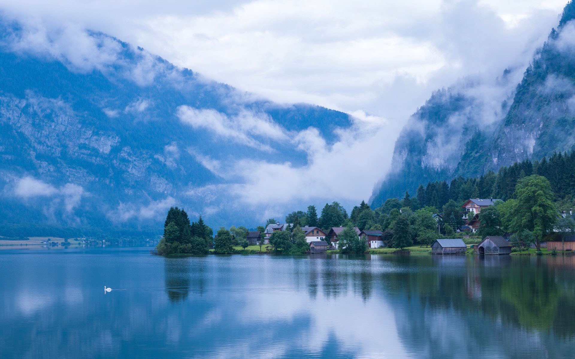 自然风光,梦幻湖边,唯美小镇