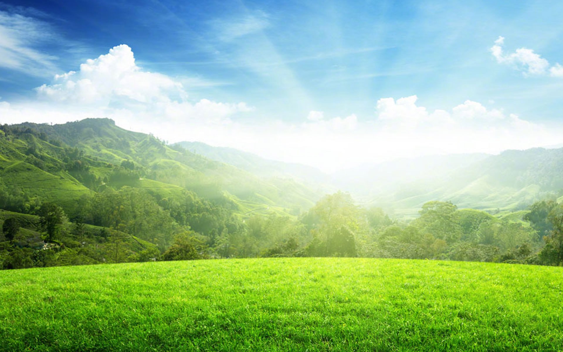 蓝天白云,唯美风和日丽自然风光