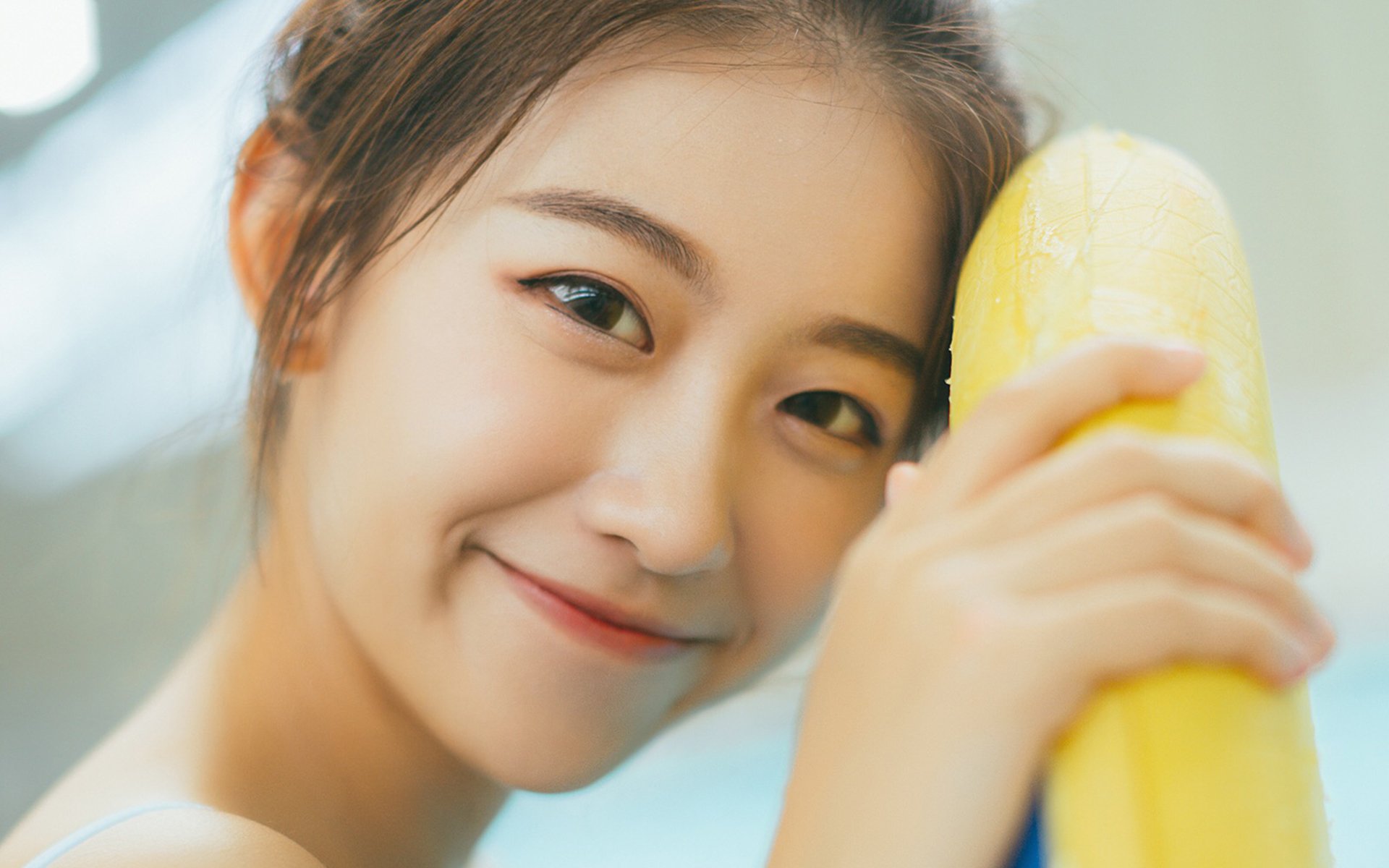 清纯,可爱,泳装美女,丸子头