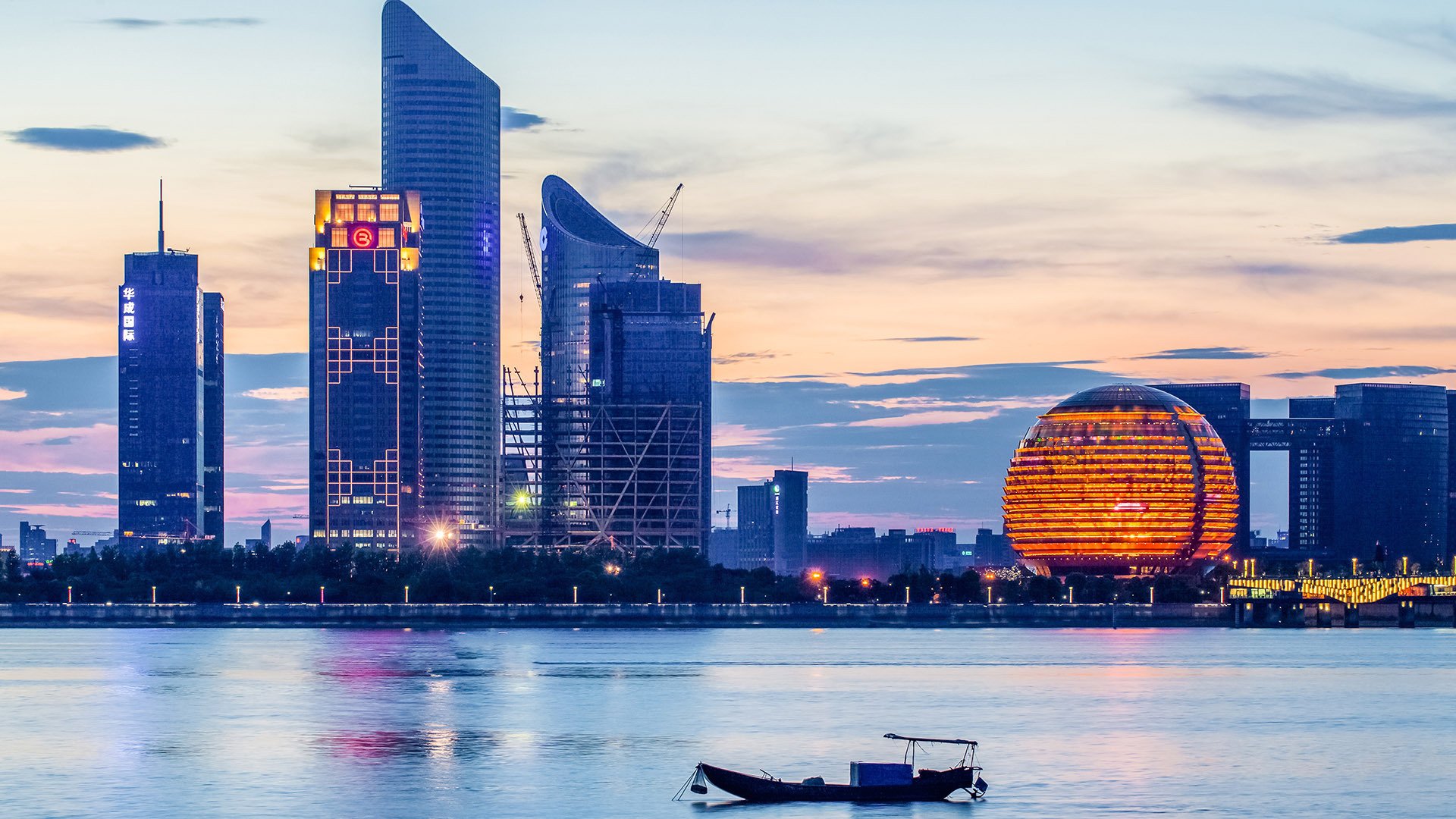 城市夜景,钱塘江,夜晚,风景,建筑