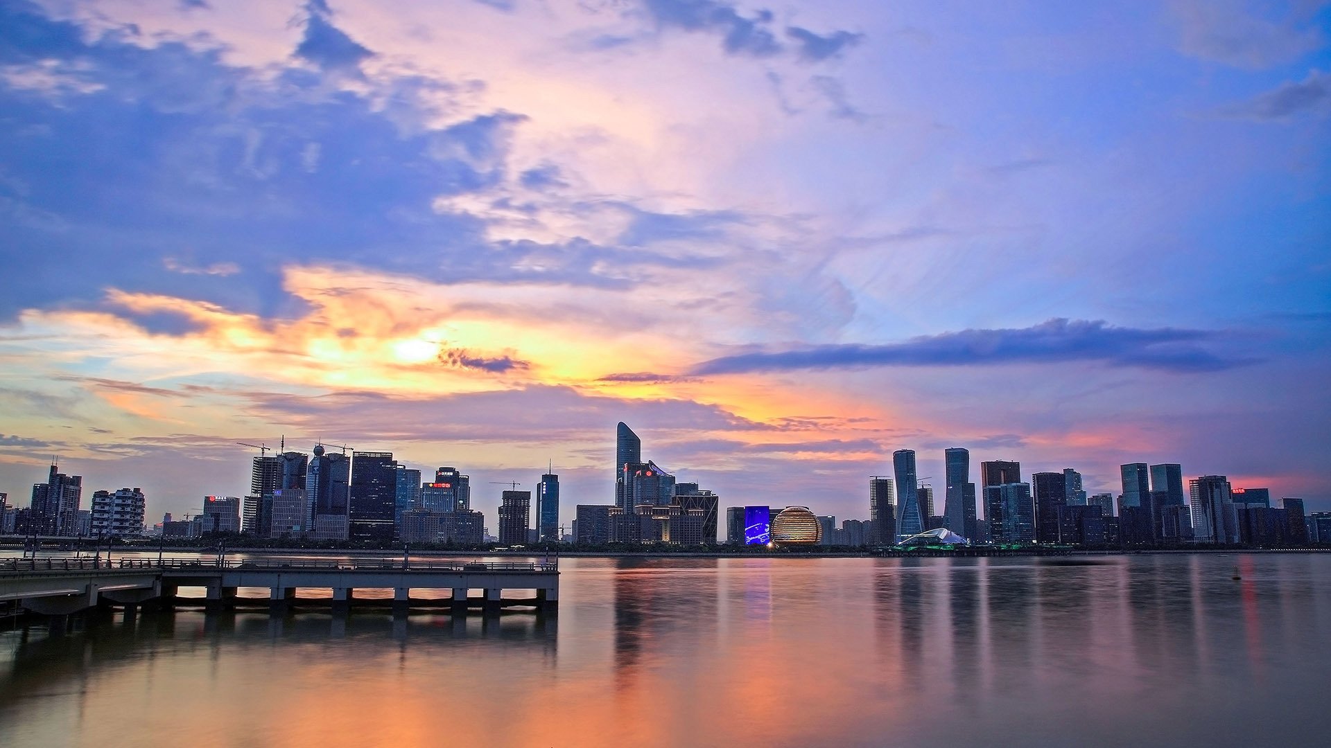 城市夜景,钱塘江,夜晚,风景,建筑