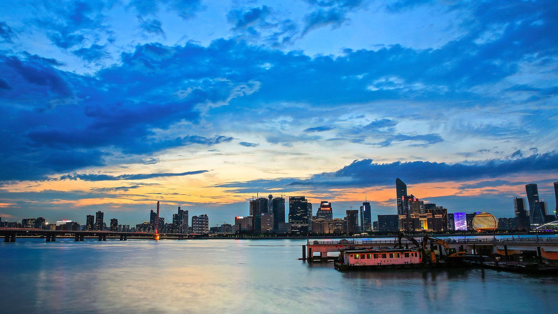 城市夜景,钱塘江,夜晚,风景,建筑